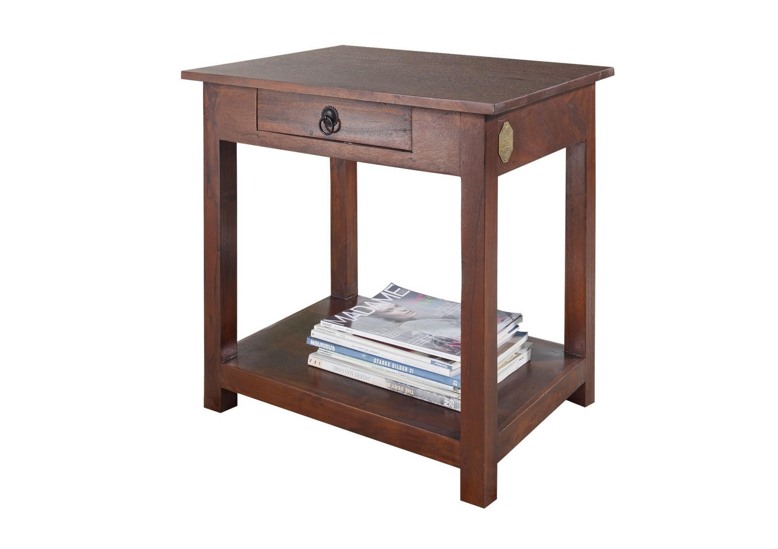 BEISTELLTISCH Akazie 61x45x60 nougat lackiert OXFORD #438 - Dunkelbraun, Holz (45/61/60cm) - Massivmoebel24