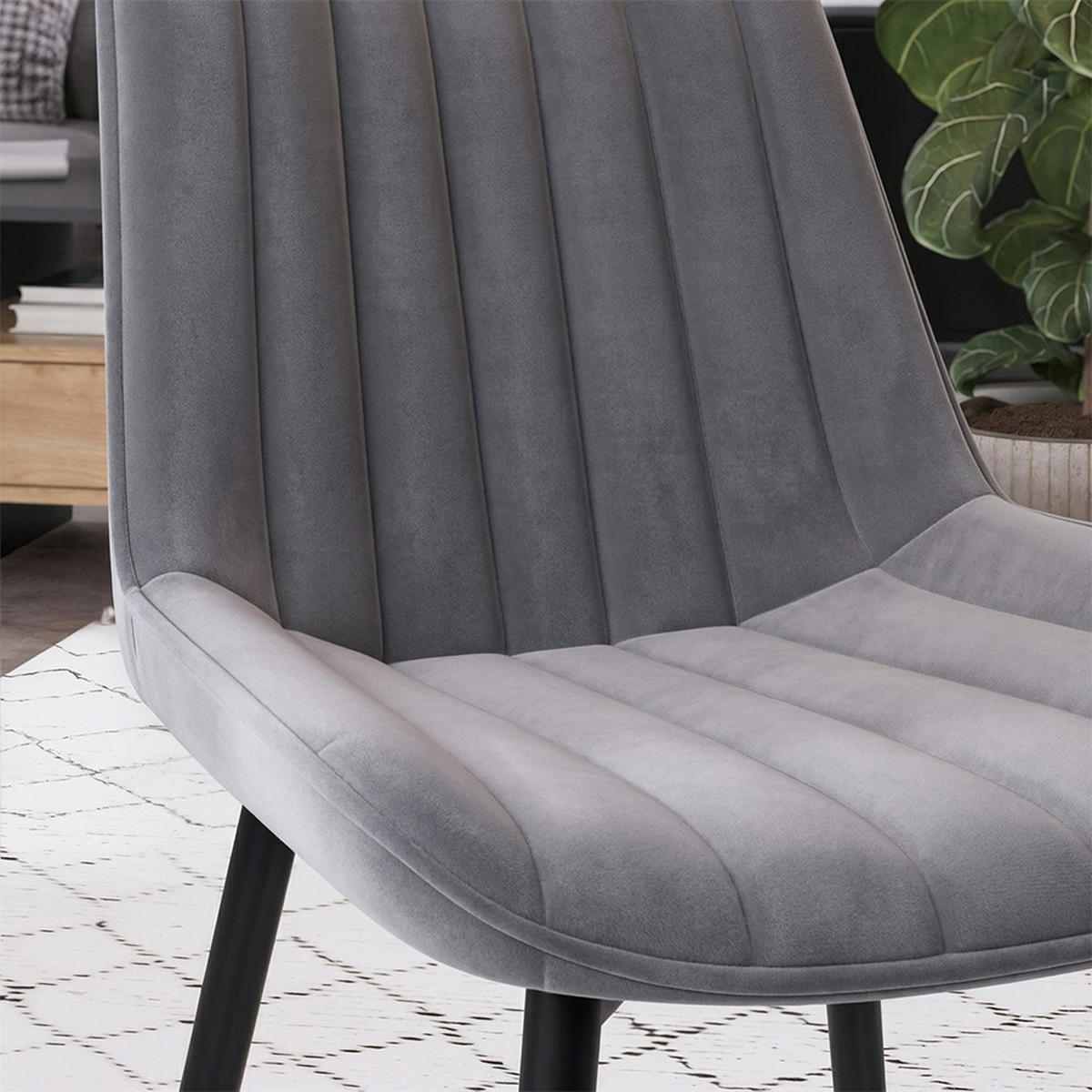 ESSZIMMERSTUHL Ravlo, Grau/Schwarz, 51 x 57 cm 2er Set - Schwarz/Grau, Textil (51/82/57cm) - Vicco