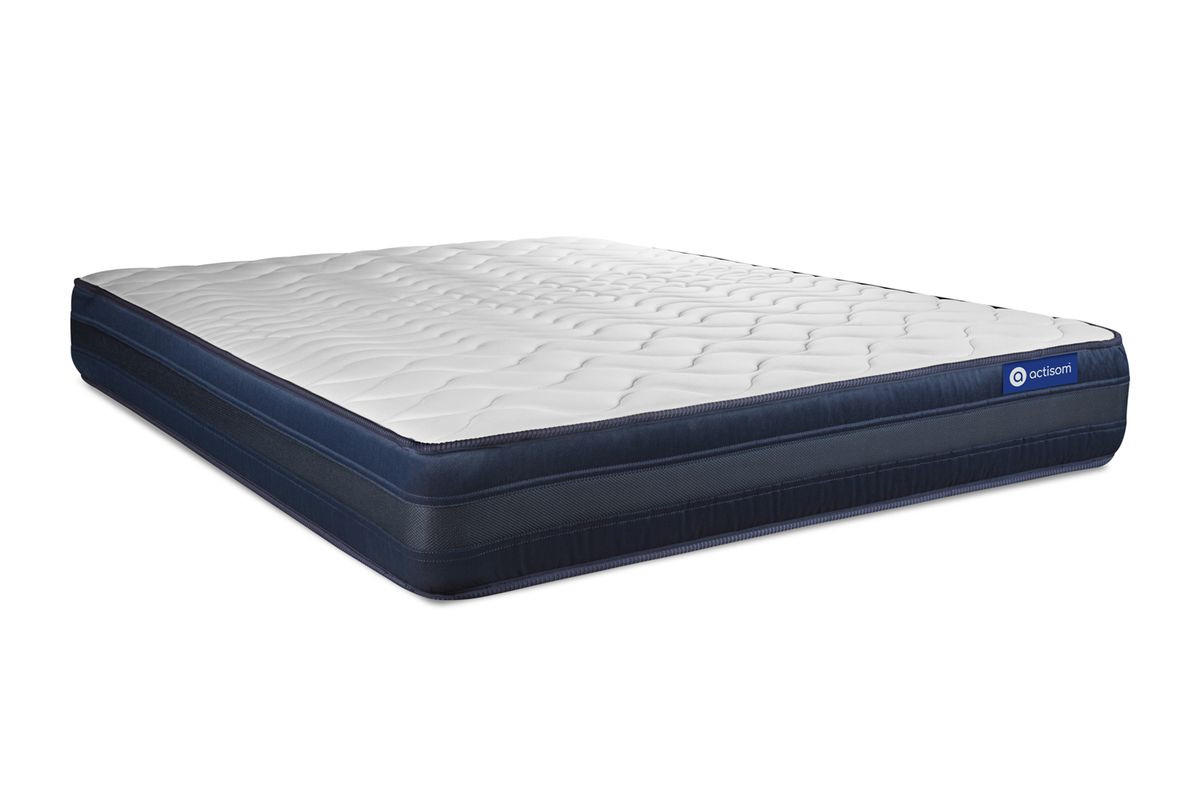 BETT Actimemo tech Memory-Schaum 140 x 190 cm h4 - Kit Bettgestell Grau - Mit Kissen und Bettdecke - Beige/Grau, Karton/Holz (140/190cm) - ACTISOM