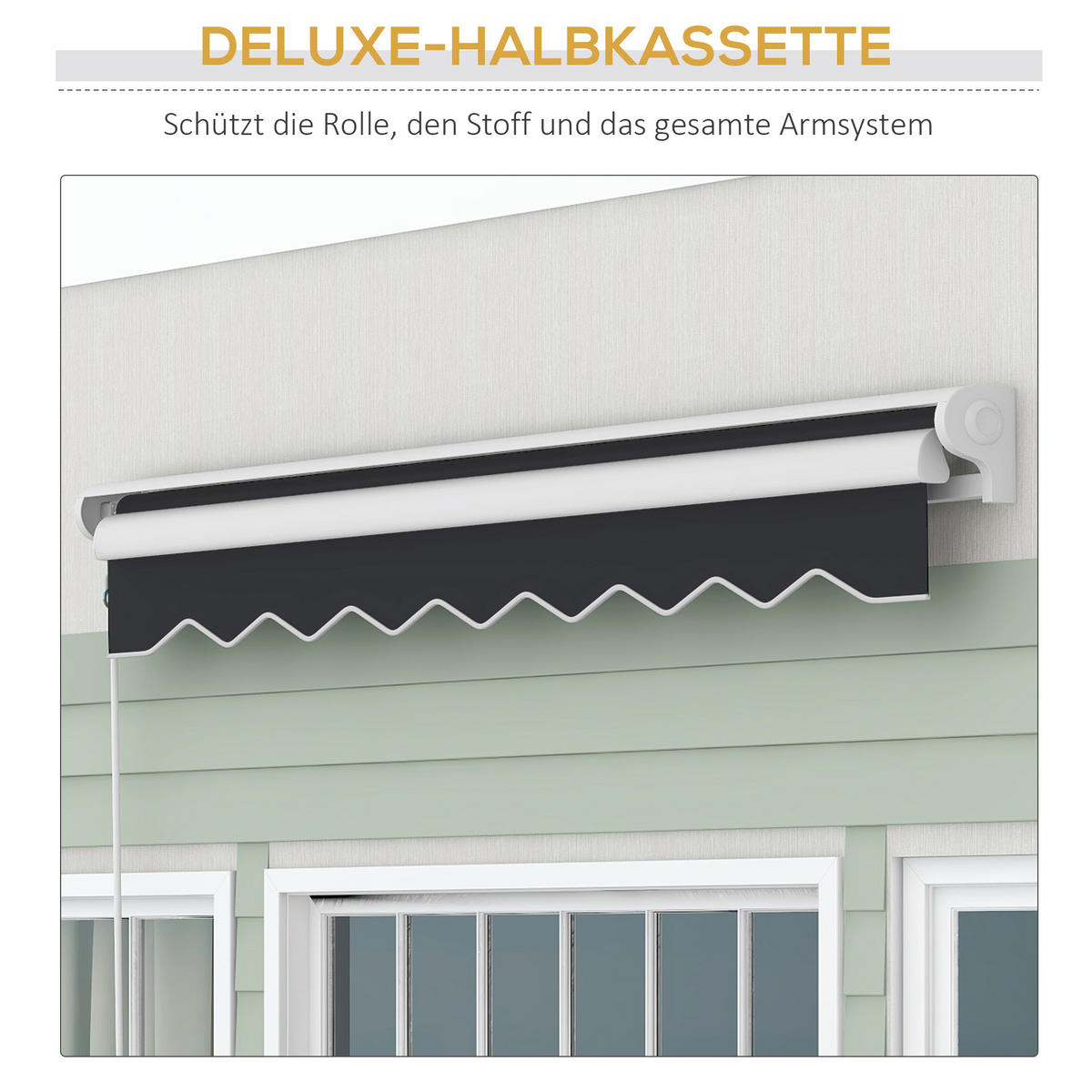 MARKISE, Sand, Aluminium, Polyester - Grau, Metall (250/150/200cm) - Outsunny