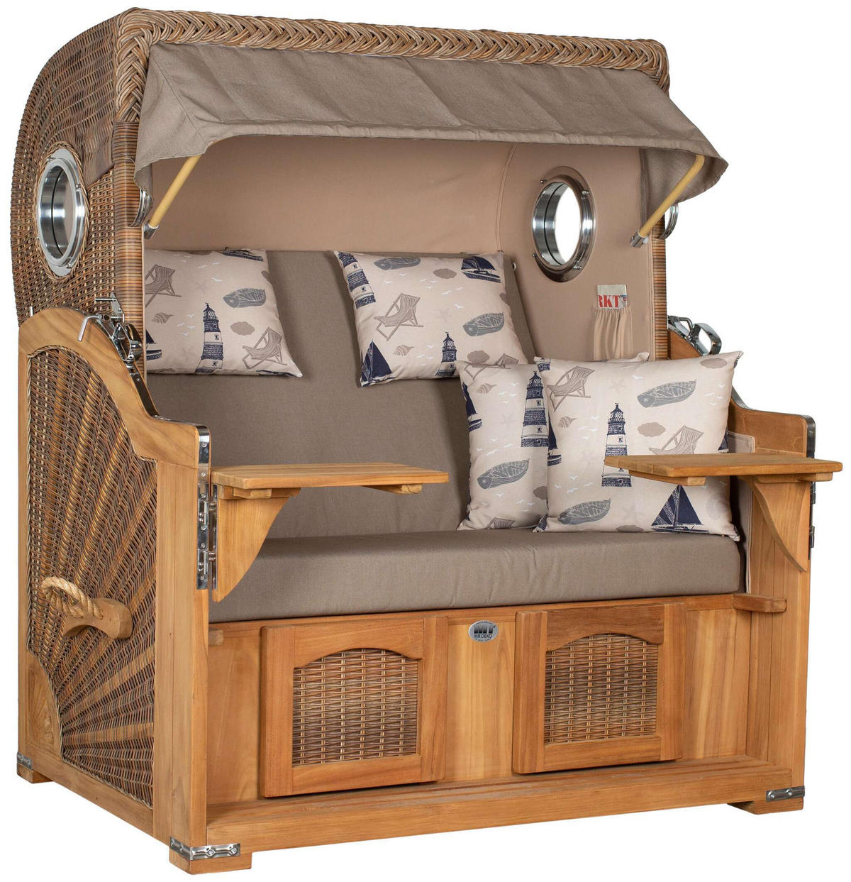 STRANDKORB XXL Düne Grande Teak Banana - Braun, Metall (142/170/95cm) - Mr. Deko