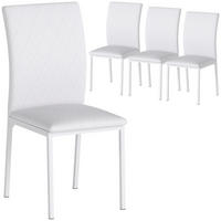 ESSZIMMERSTÜHLE 4er-Set DE-13293 Rhombus-Steppung & Metallbeine Weiß - Weiß, Metall (41/91/50cm) - ComfortXL
