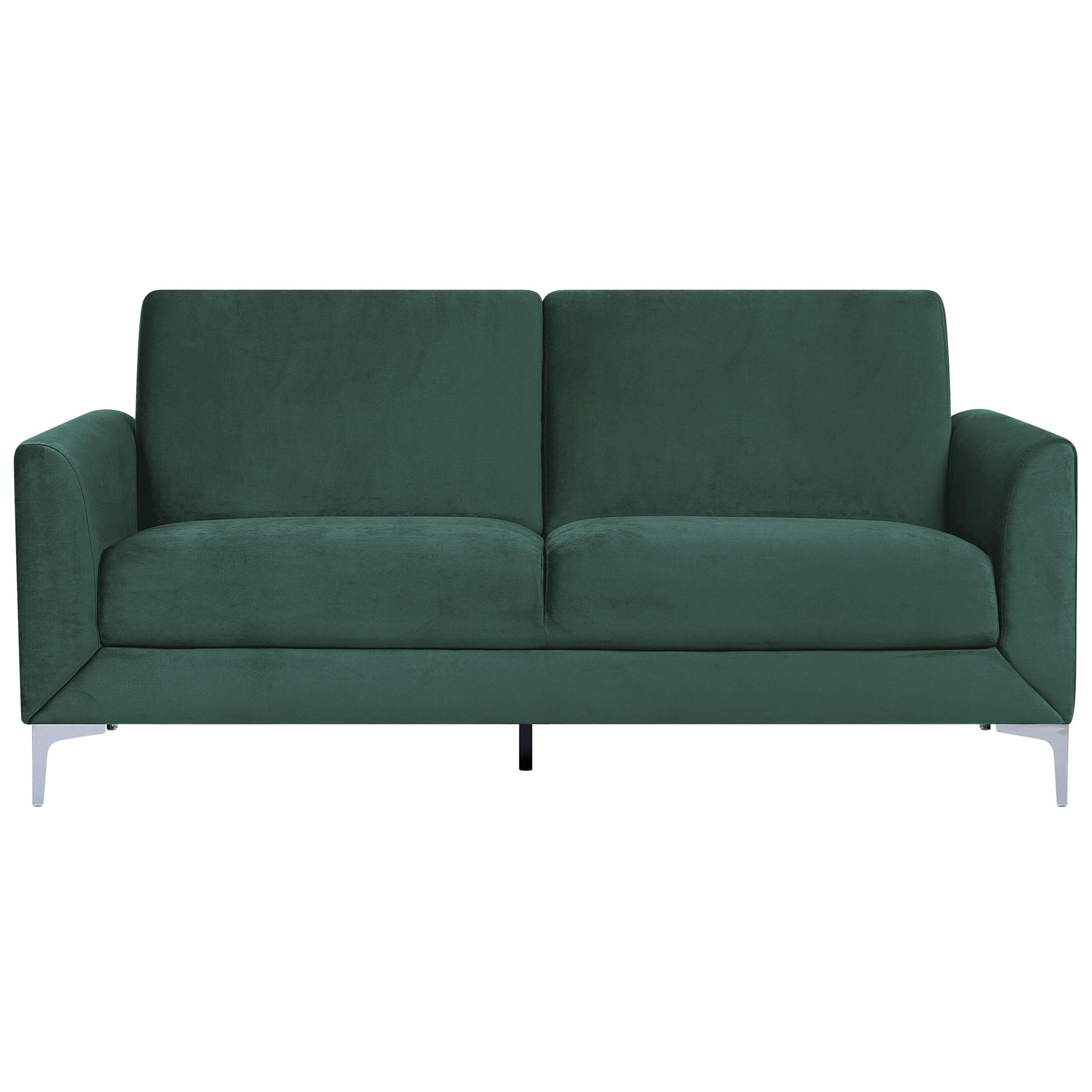 3-SITZER-SOFA Samtstoff Grün Fenes - Grün, Textil (188/90/75cm) - Beliani