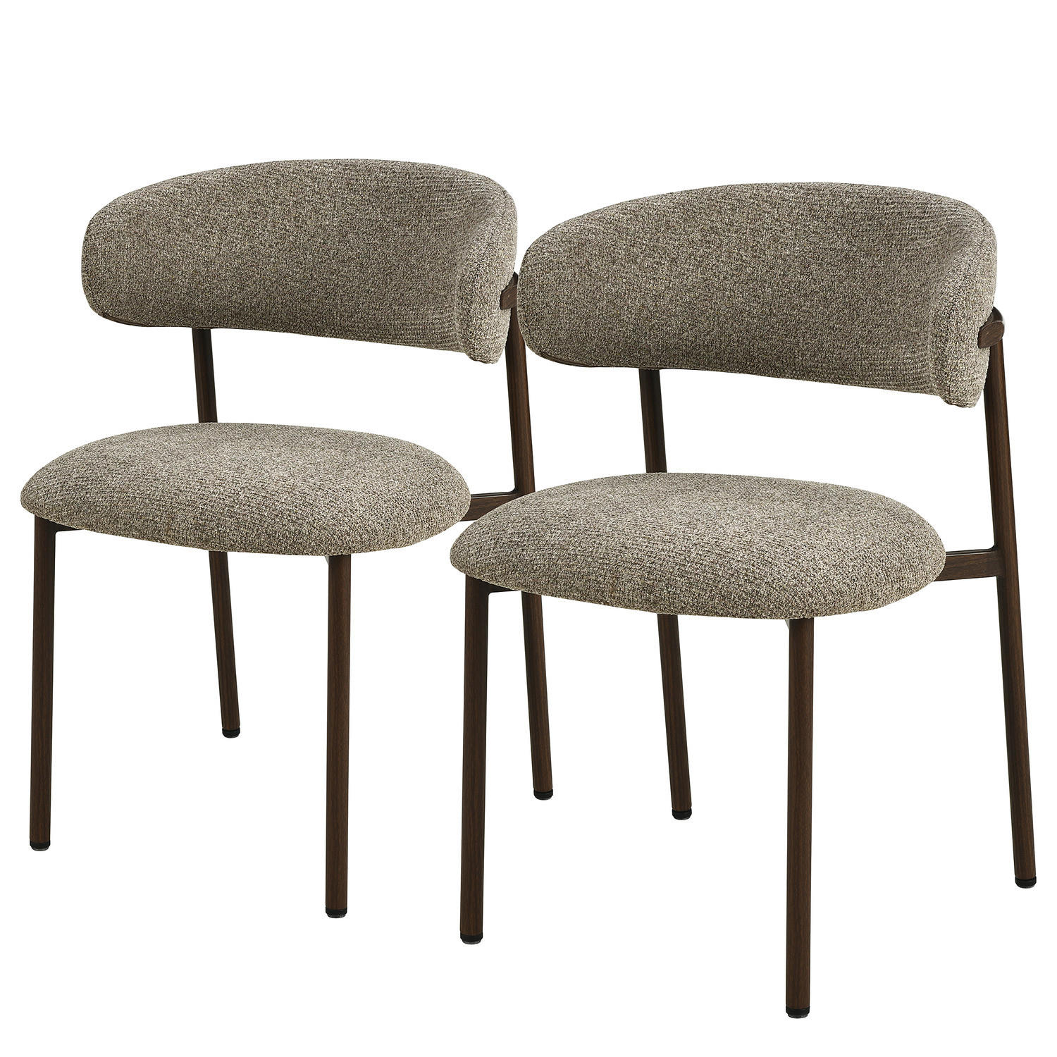 POLSTERSTUHL - 2er-Set - Strukturstoff / Edelstahl - Taupe, Textil/Metall (55/80/57cm) - home24