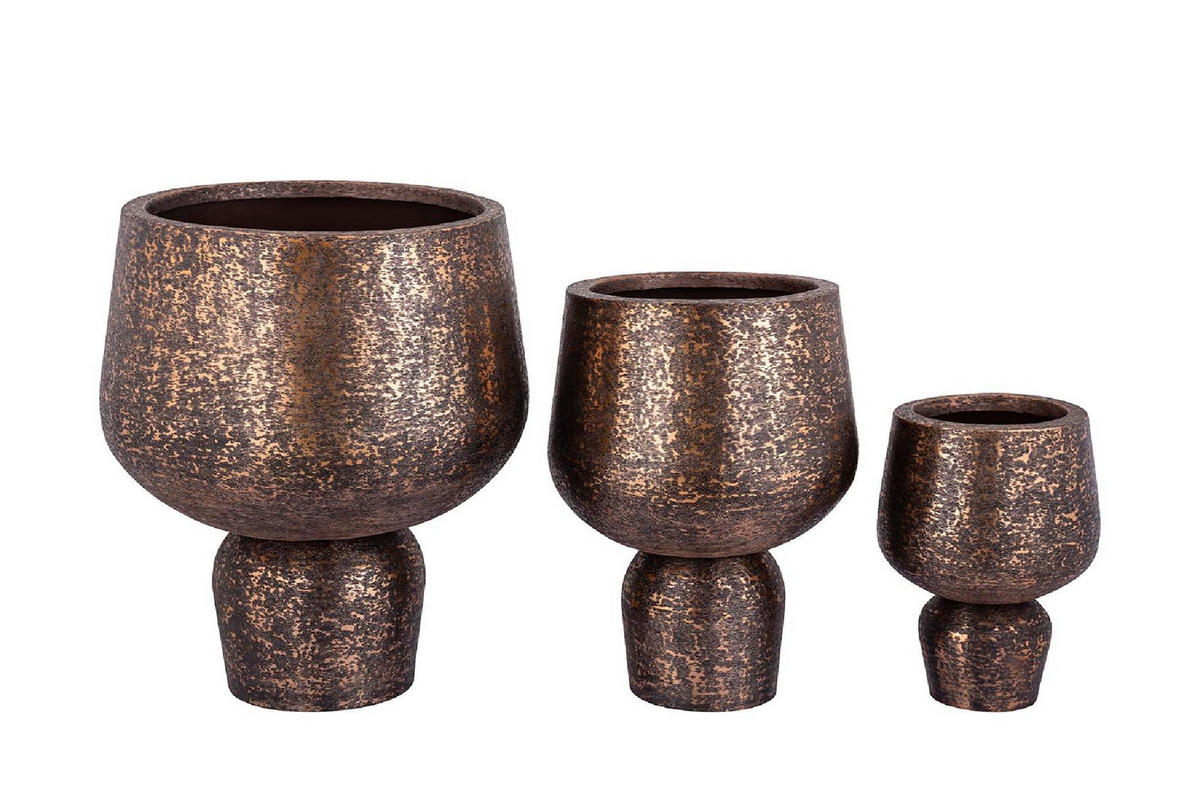 TOPF Wayan Braun 51.5/51.5/59cm 3er-Set - Braun, Metall (59cm) - PTMD Collection