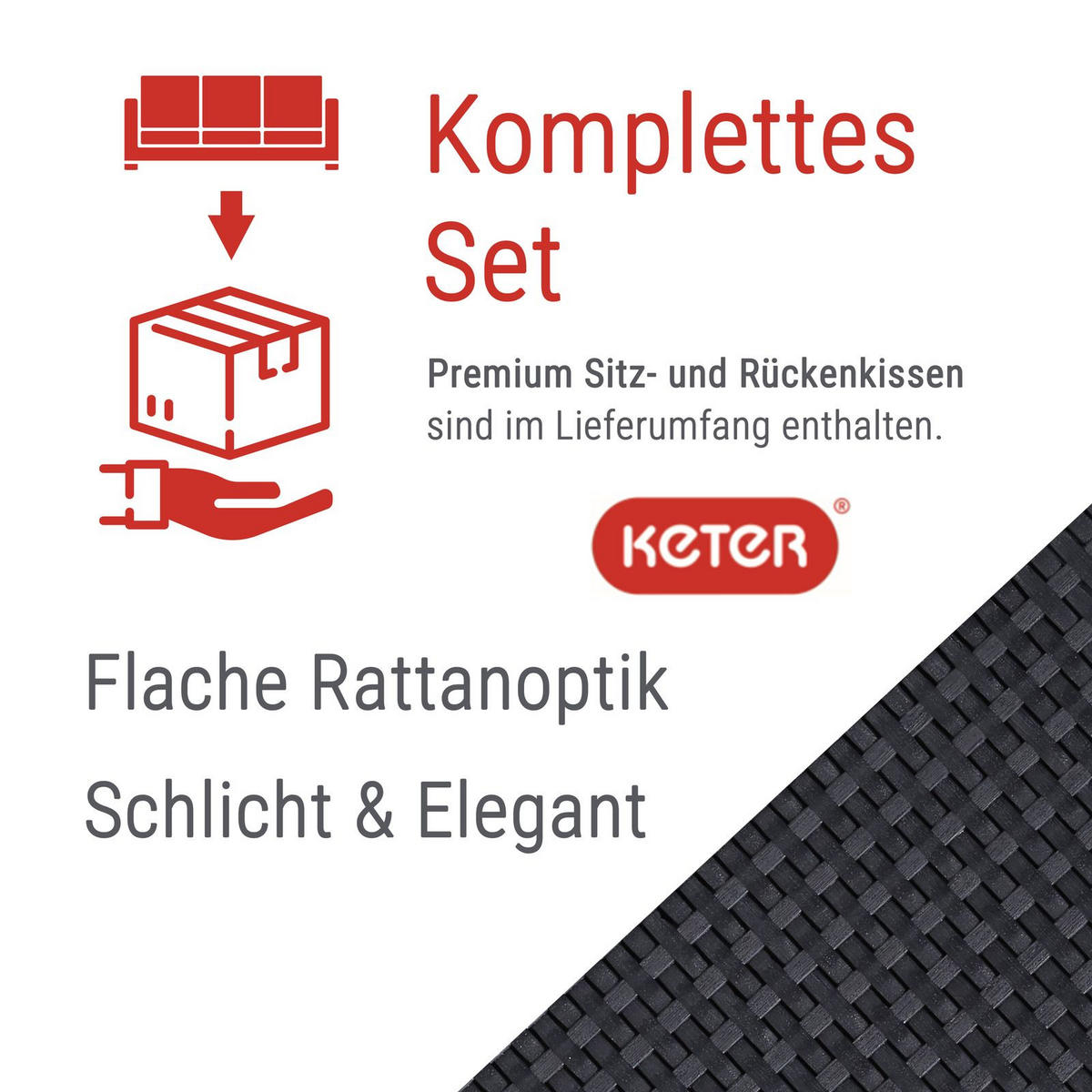 VERLÄNGERUNG für Lounge Set Provence Kissen in anthrazit oder blau - Blau, Kunststoff (660/310/680cm) - Keter