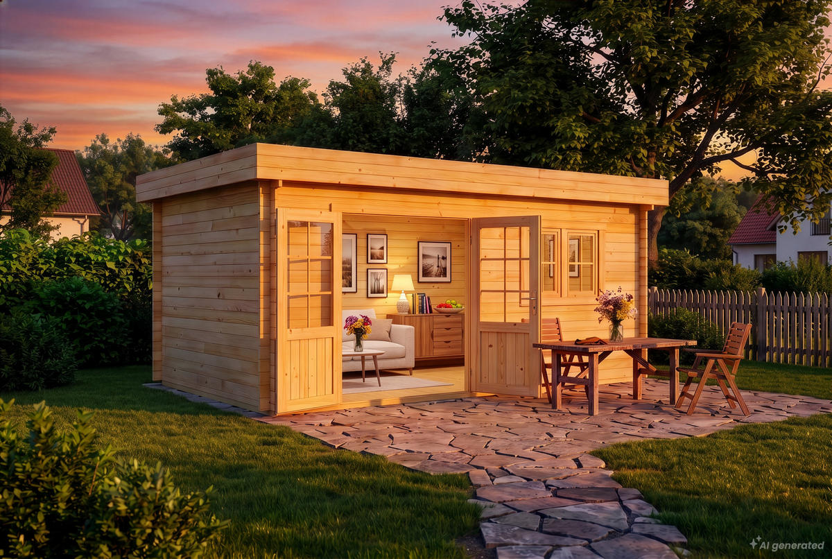 GARTENHAUS Holz Spree Compact - Pinienfarben, Holz (520/228/320cm) - Alpholz