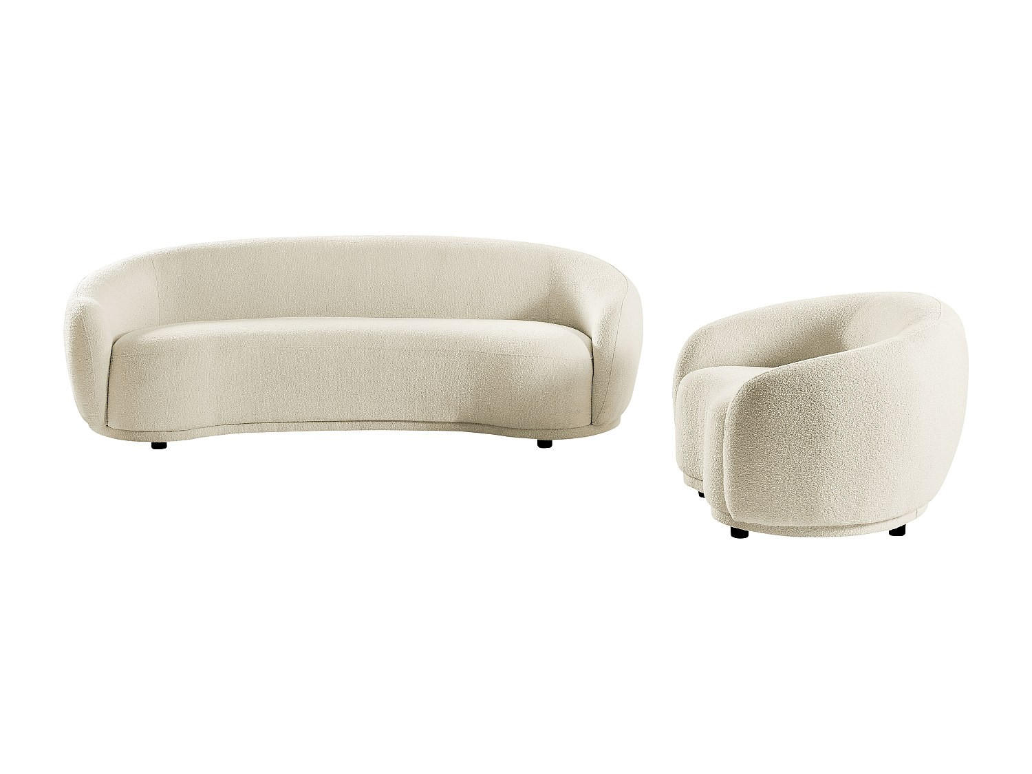 COUCHGARNITUR mit Sessel - 4 Personen - stoff - weiß Bovana - Weiß, Holz/Textil (110/71/90cm) - Vente-Unique