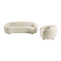 COUCHGARNITUR mit Sessel - 4 Personen - stoff - weiß Bovana - Weiß, Holz/Textil (110/71/90cm) - Vente-Unique