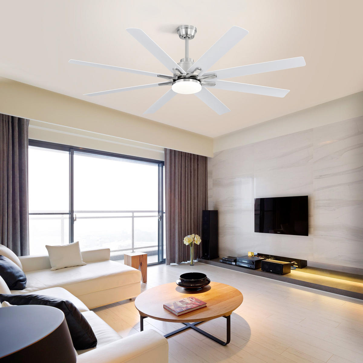 DECKENVENTILATOR DE-16279 66 Zoll Smart mit App/Alexa Steuerung - Weiß, Kunststoff (168/168/25.8cm) - ComfortXL