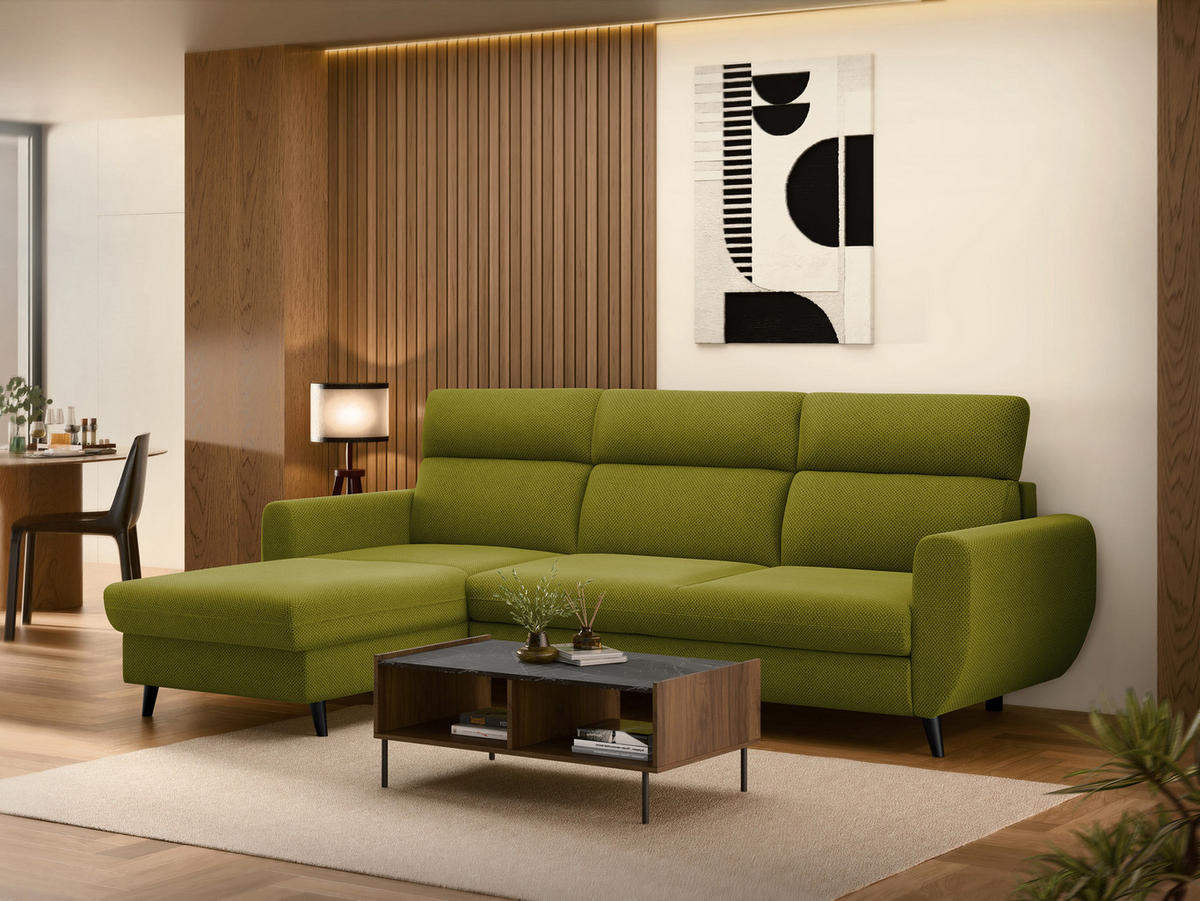 ECKSOFA Torro Mini, Seite: Links - Grün, Holz/Textil (258/168cm) - MIRJAN24