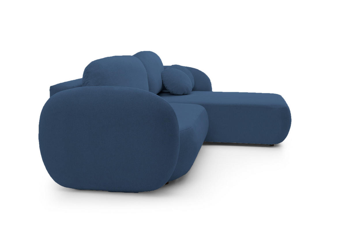 ECKSOFA OLIO L-Form Schlaffunktion mit Bettkasten, lose Rückenkissen, freistehend, RECHTS 248x174 cm Blue - Blau, Holz/Textil (248/174cm) - DomoHome