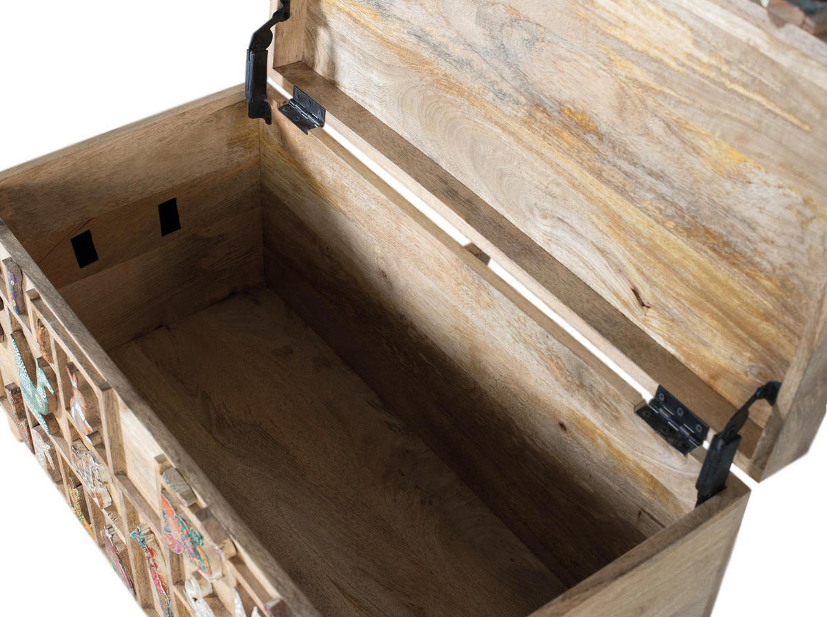 KOMMODE aus Mangoholz mit originalen mehrfarbigen Details - Chromfarben, Holz (80/47/40cm) - Giner y Colomer