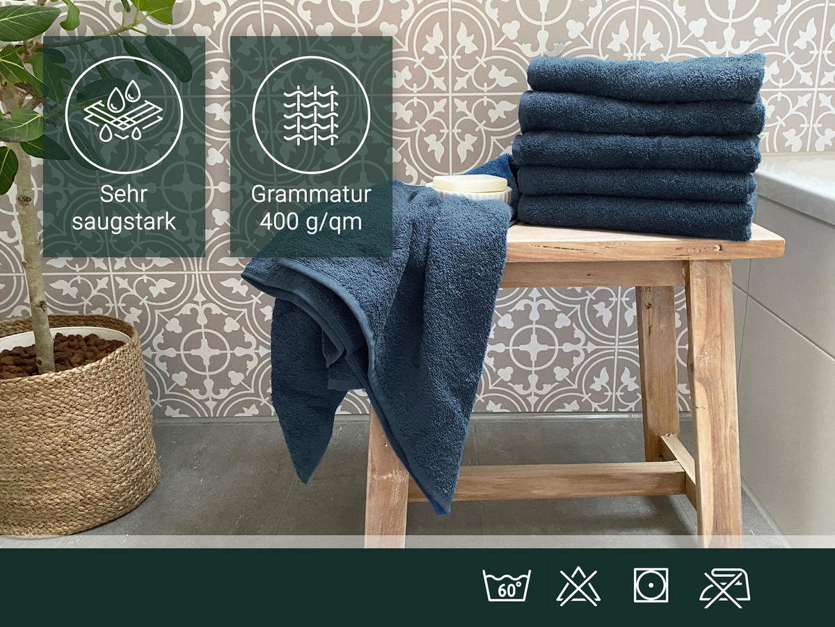 HANDTÜCHER, 6er-Set, 50x100 cm, 100% Baumwolle, Blau - Dunkelblau, Textil (50/100cm) - Zollner