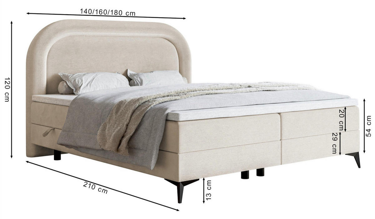 BOXBETT LOREO Dunkelblau Samt wasserfest 140x200 cm - Schwarz/Dunkelblau, Kunststoff/Textil (140/200cm) - Selsey