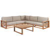 LOUNGE-SET 5-Sitzer zertifiziertes hellbraun modular Auflagen taupe Timor II - Taupe, Holz - Beliani