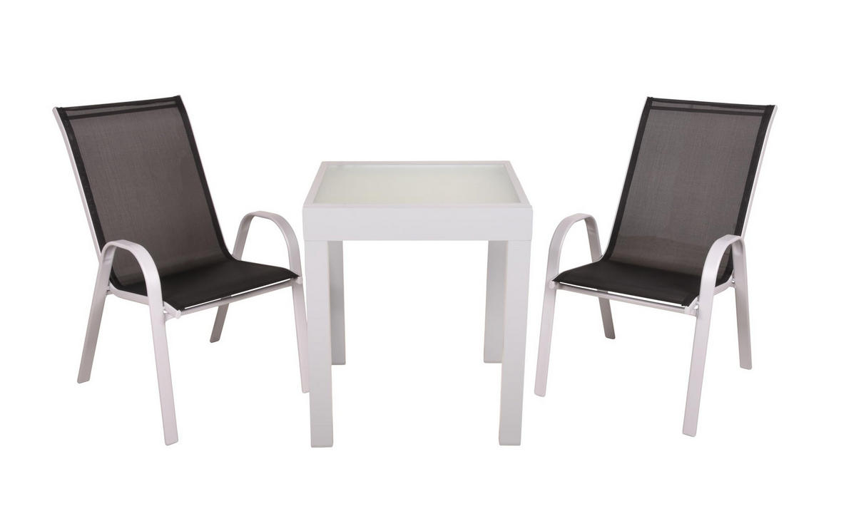 GARTEN-SITZGRUPPE Natali 3-teilig Gartenmöbel-Set - Schwarz, Kunststoff - DELUKE