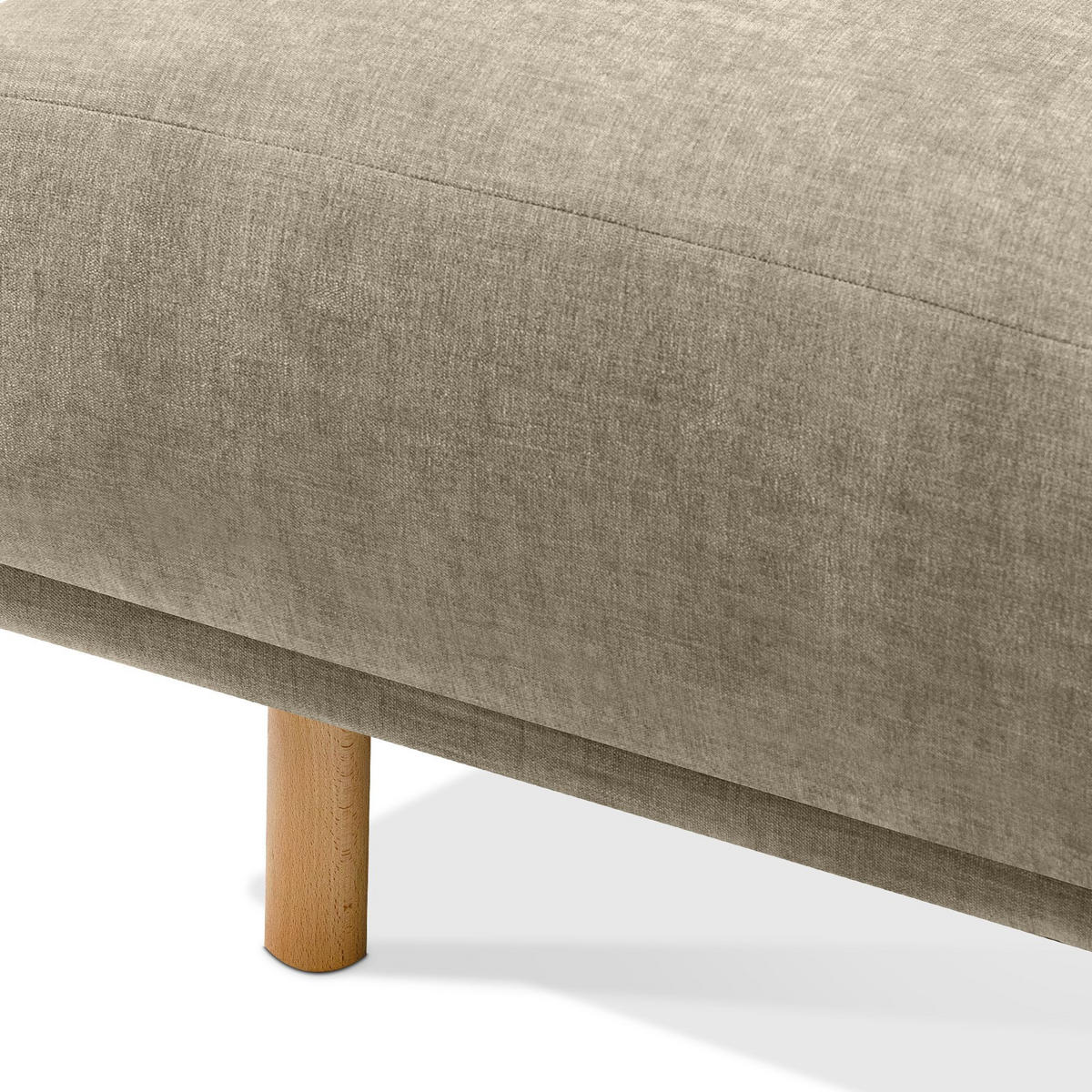 ECKSOFA-RECHTS FOSERO, Chenille-Stoff - Beige/Buchefarben, Holz/Holzwerkstoff (204/155cm) - KONSIMO®