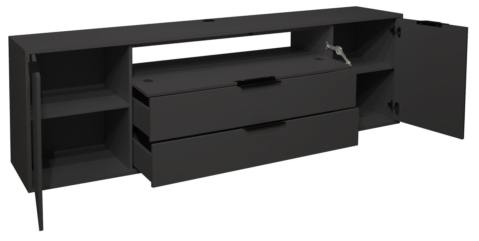 LOWBOARD Erna 216x45x67 Anthrazit matt Lack - Grau, Holzwerkstoff (216/67/45cm) - 58aufmkessel