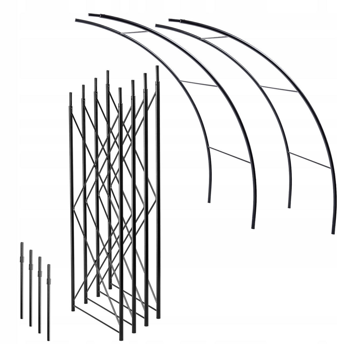 GARTENPERGOLA für Blumen, 255 cm, Schwarz - Schwarz, Metall (150/255cm) - KADAX