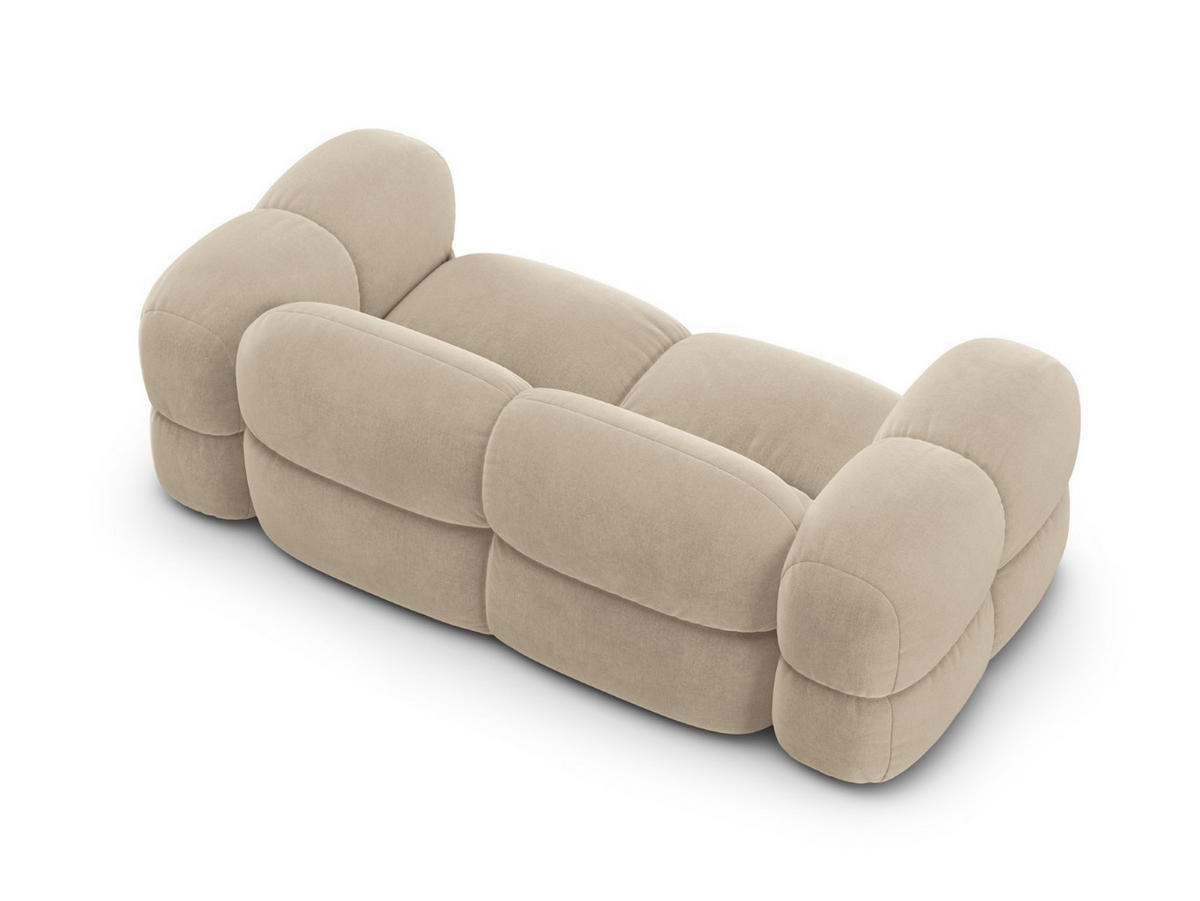SOFA Loretto aus Samt leichtes beige 3 Sitzplätze - Creme, Textil (100/68/210cm) - Cosmopolitan Design