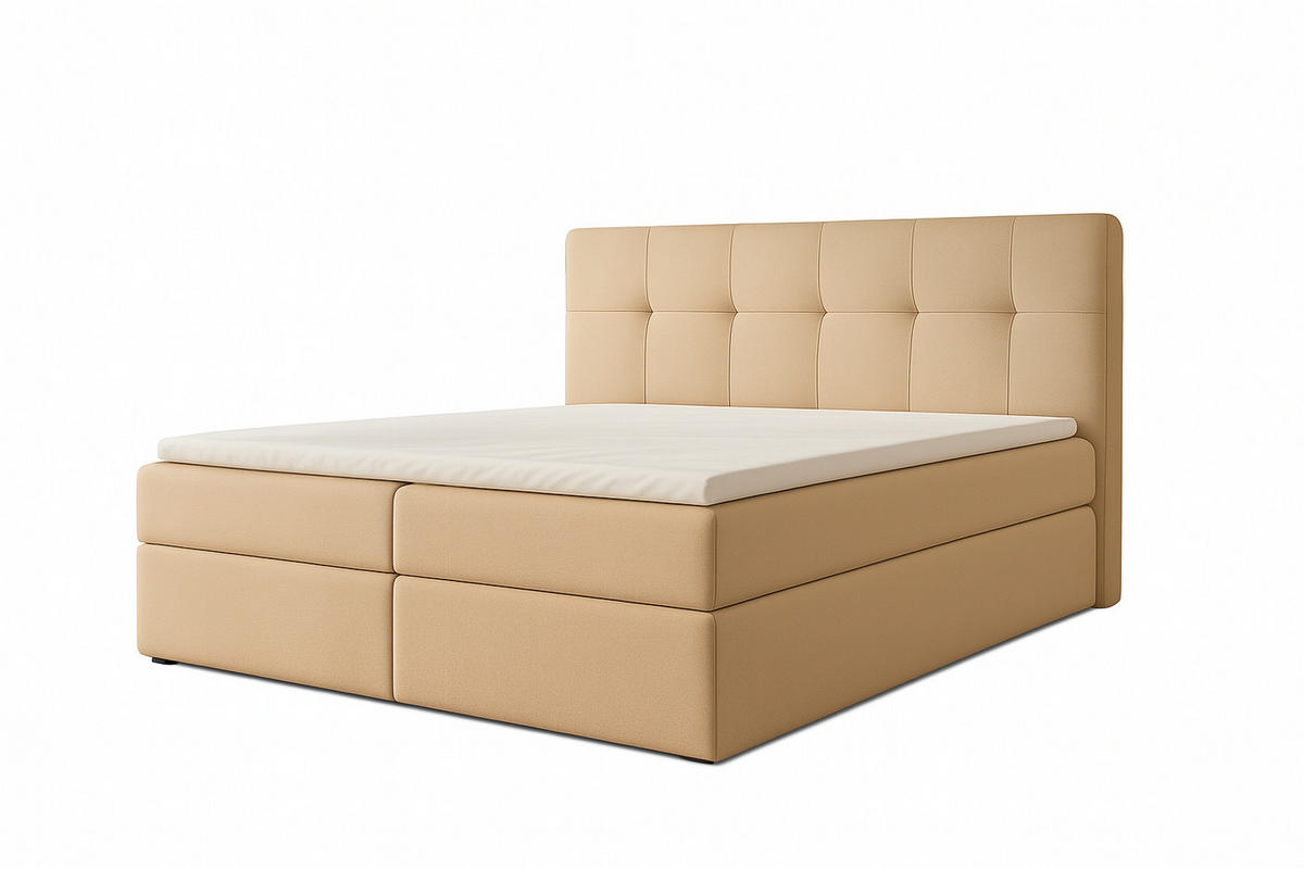 BOXSPRINGBETT REF 200 x 200 cm mit Bettkasten – Eleganz und Komfort vereint. Farbe : Beige - Beige, Textil (200/200cm) - A&J MöbelLand