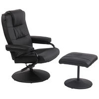 SESSEL MIT HOCKER Lederlook Schwarz - Schwarz, Textil/Metall (77/92/72cm) - CLP