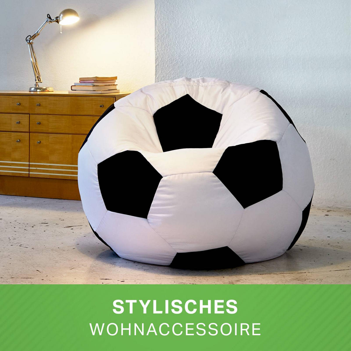 GAMING-SITZSACK Fußball 110cm - 300L - Weiß, Textil (110/110/110cm) - Green Bean