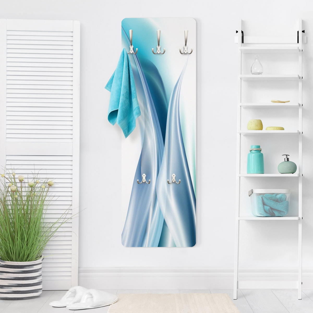 WANDGARDEROBE - Blue Dust 34/105 cm - Blau, Holzwerkstoff (34/105/1.6cm) - Bilderwelten