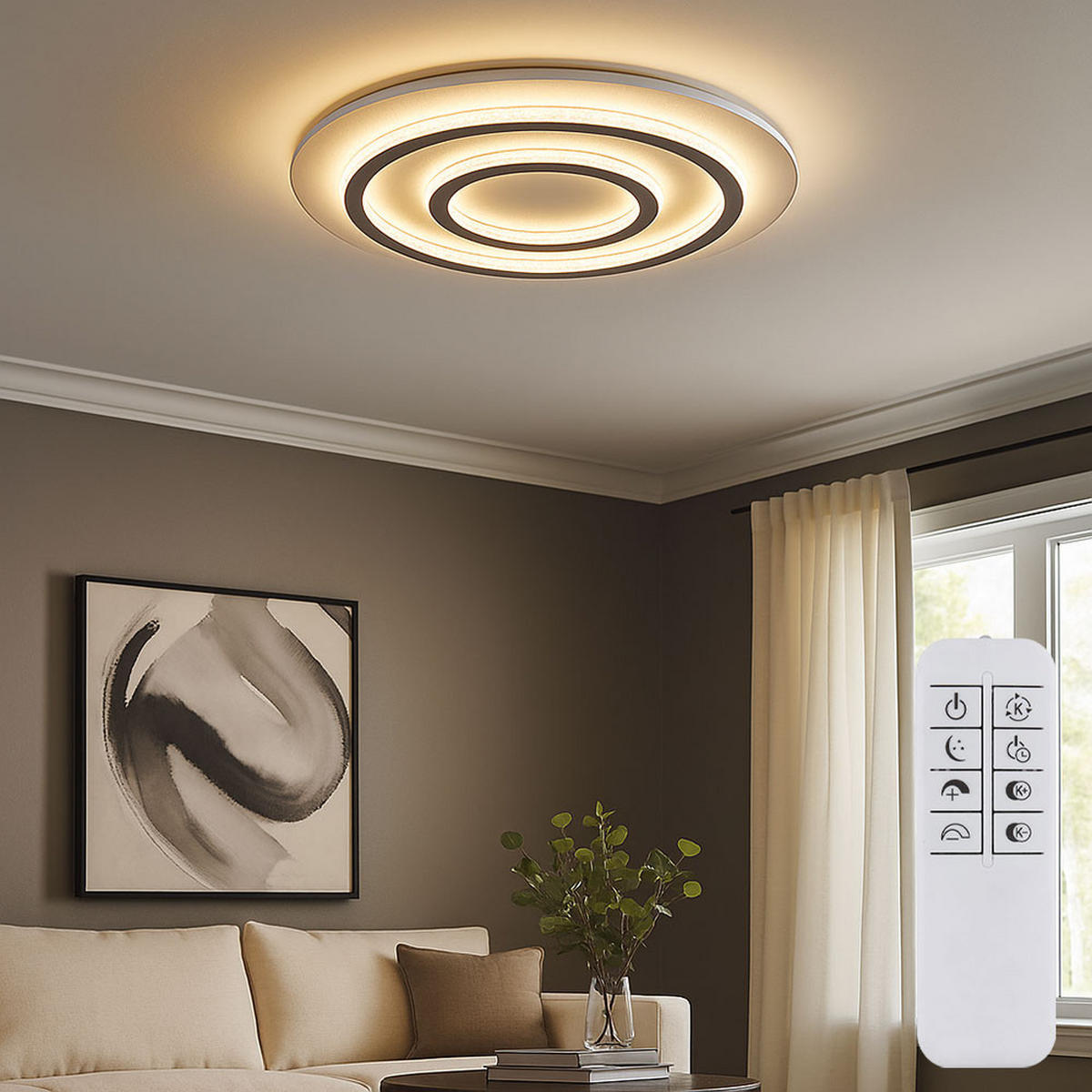 LED DECKENLEUCHTE Kristalle Weiß - Weiß, Metall (55/55/6cm) - Globo Lighting