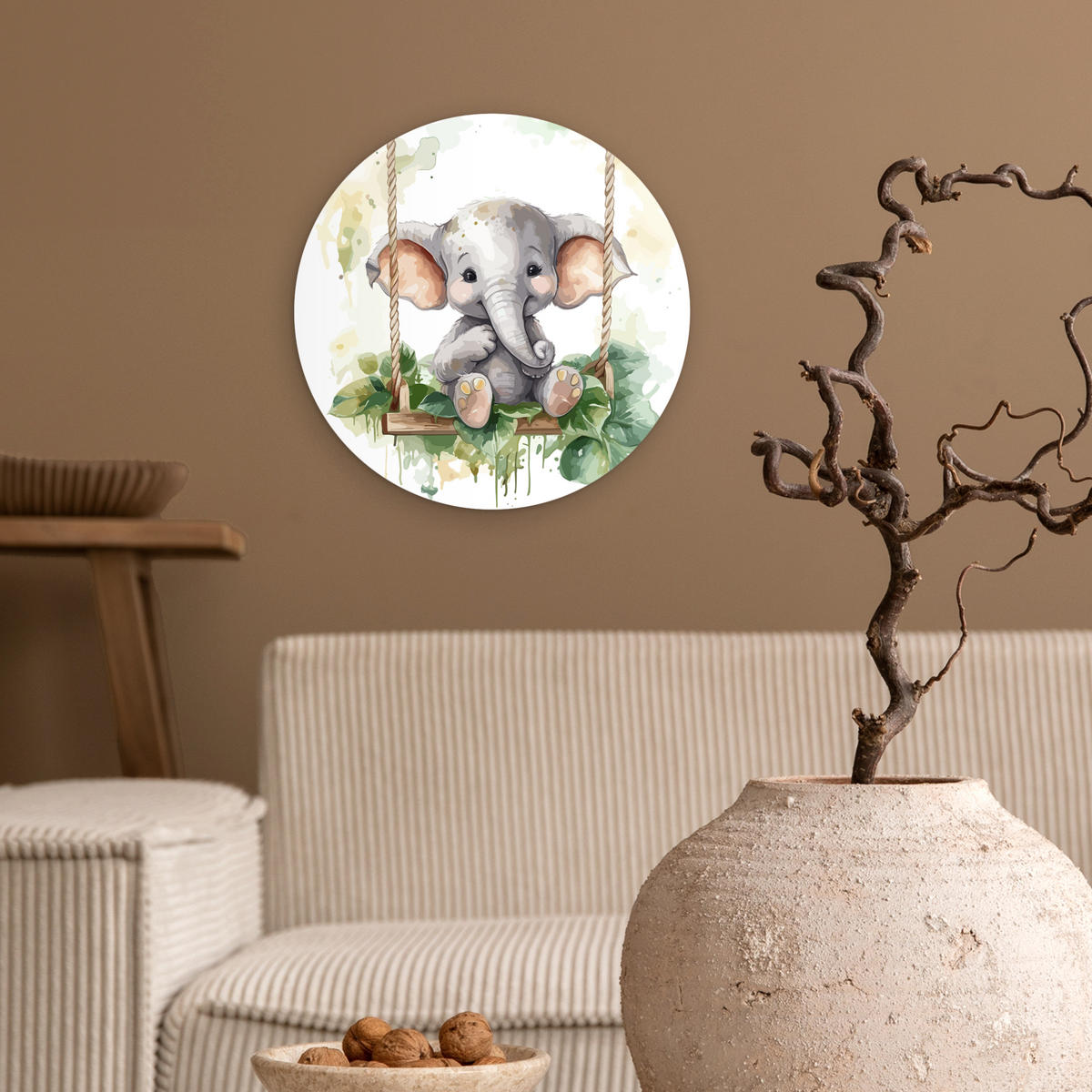 WANDBILD Elefant - Tier - Kinder - Dschungel 30x30 cm - Hellgrau, Kunststoff (30/30cm) - MuchoWow