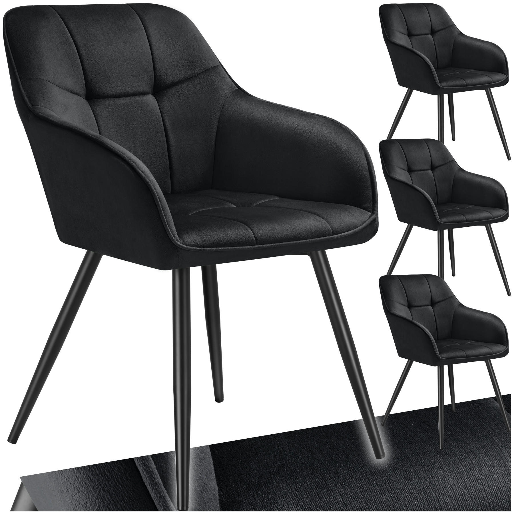 ESSZIMMERSTUHL 4er Set Marilyn 58 x 62 x 82 cm schwarz/schwarz - Schwarz, Kunststoff (58/82/62cm) - tectake