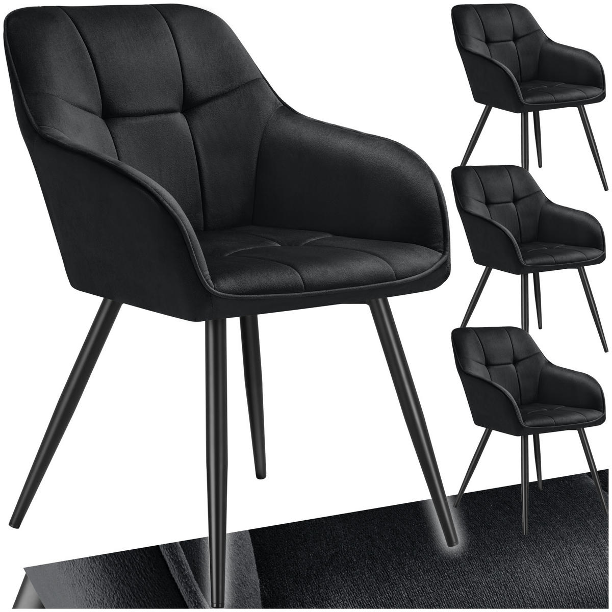 ESSZIMMERSTUHL 4er Set Marilyn 58 x 62 x 82 cm schwarz/schwarz - Schwarz, Kunststoff (58/82/62cm) - tectake