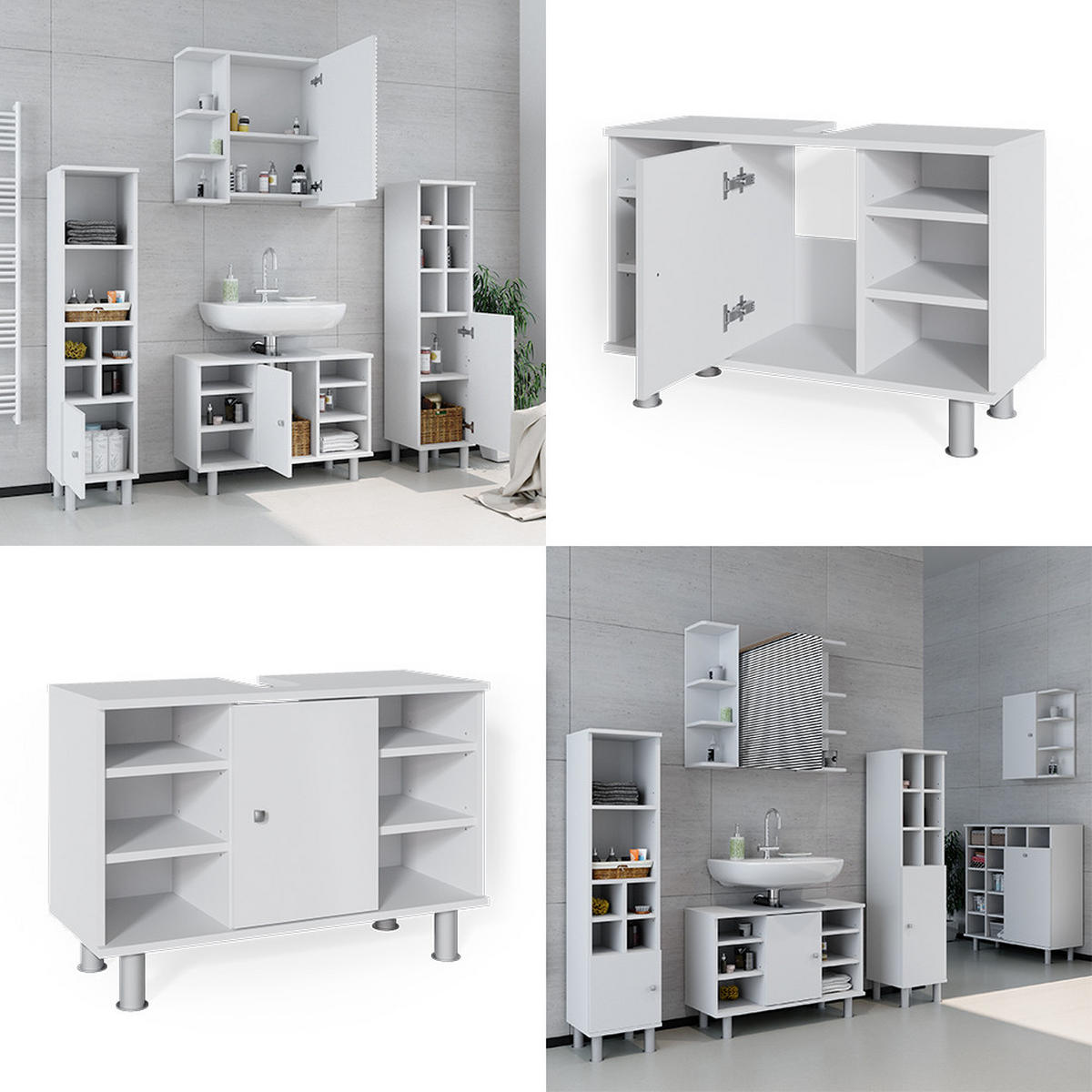 WASCHBECKENUNTERSCHRANK Fynn Weiß 80 x 54 cm - Weiß, Holzwerkstoff (80/54/32cm) - Vicco