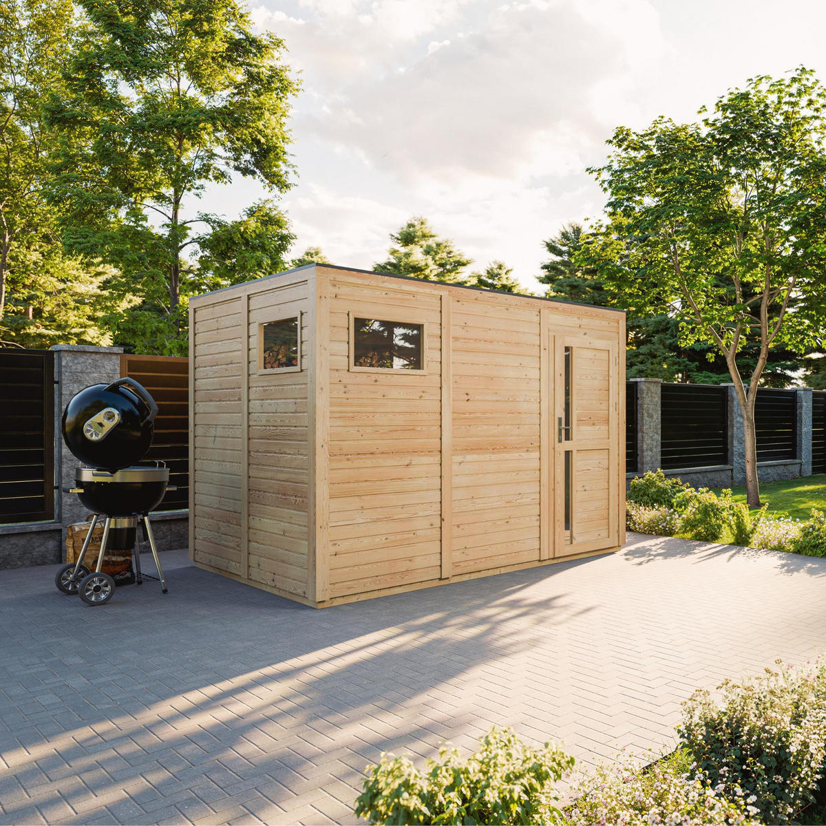 GARTENHAUS Holz 6,18 m² TIMBELA M326F1 - Beige, Holz (306/210/202cm) - Timbela