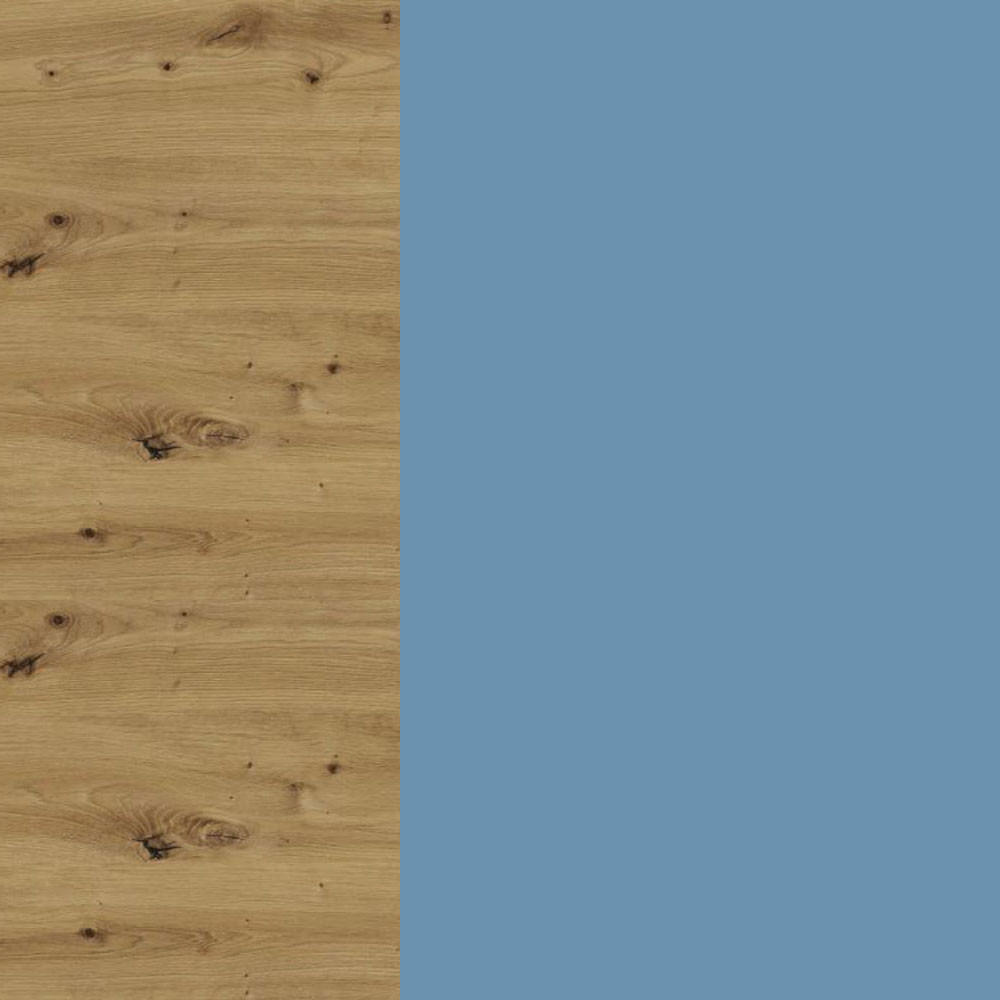 AUFSATZSCHRANK Bari W6B/40 Eiche Artisan / RAL 5024 pastellblau 40 / 59 / 36cm - Blau/Eiche Artisan, Holz/Holzwerkstoff (40/36/59cm) - Feldmann-Wohnen