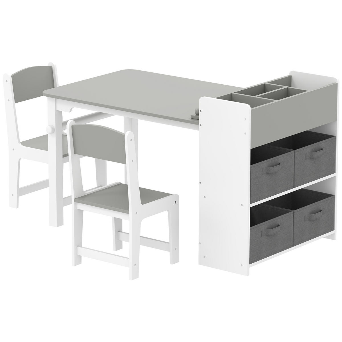 KINDERSITZGRUPPE DE-17533 mit Papierrolle, Regalen & Schubladen Grau - Grau, Holzwerkstoff (58/64/102.5cm) - ComfortXL