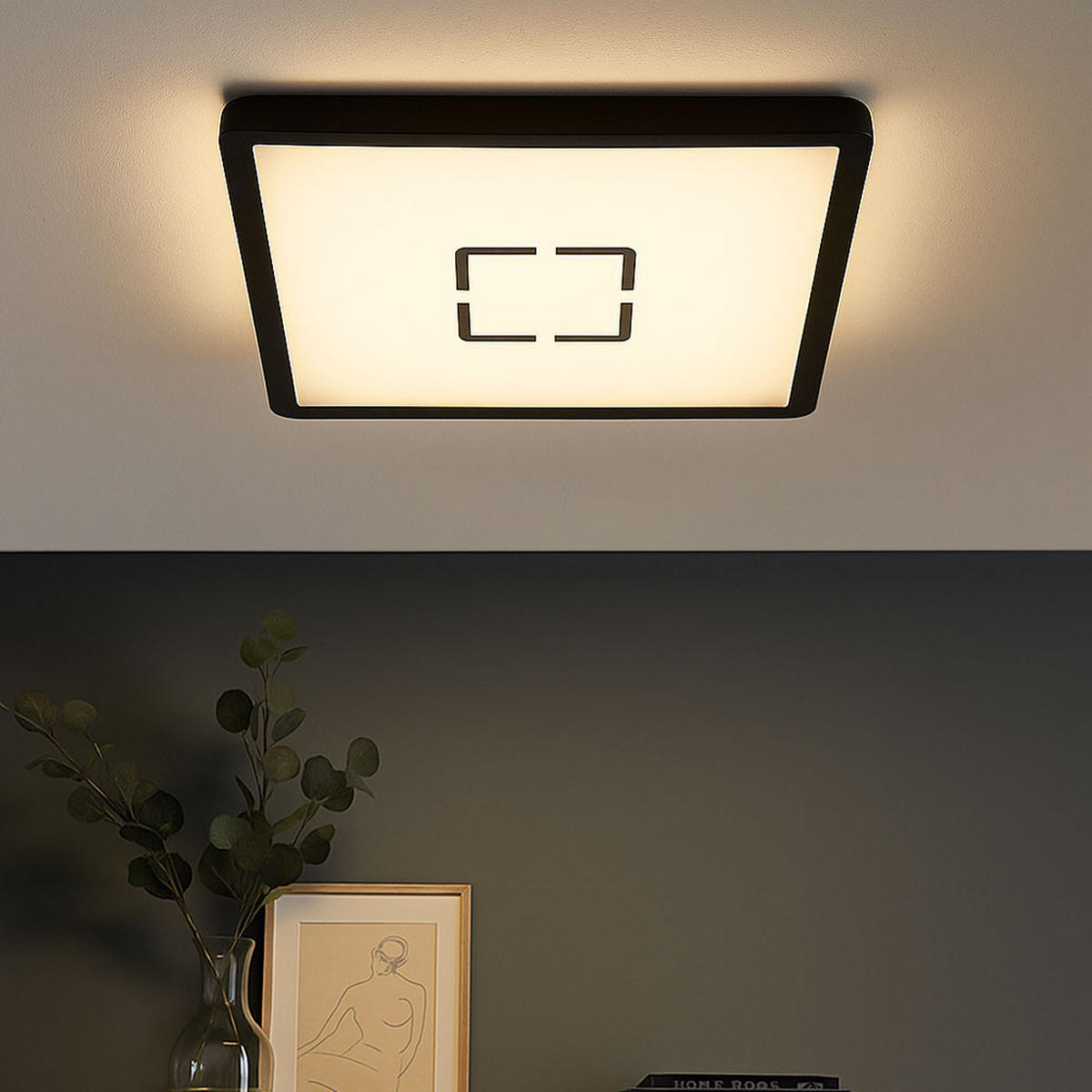 LED DECKENLEUCHTE Schwarz Backlight - Schwarz, Kunststoff (29.3/29.3/2.8cm) - Briloner