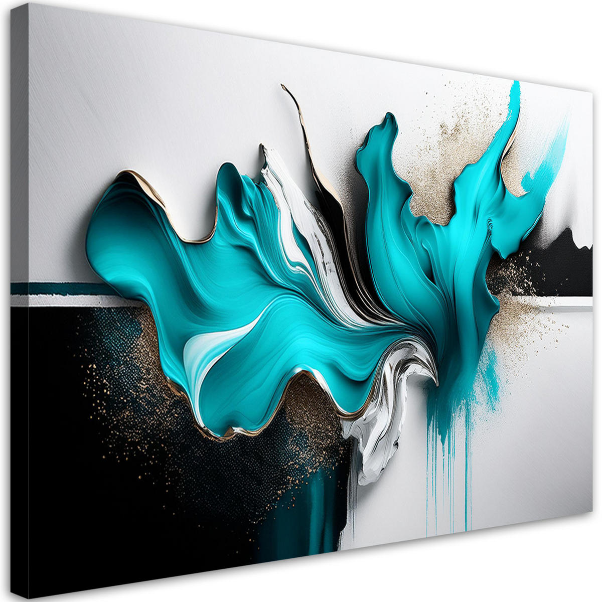 LEINWANDBILD Türkisfarbener abstrakter 3D-Effekt - Türkis, Textil (60/40cm) - Feeby