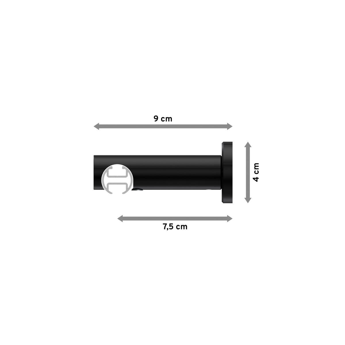 INNENLAUF-GARDINENSTANGEN-SET Platon Savio 100 cm, 1-läufig, 20 mm Ø Schwarz - Schwarz, Metall (100cm) - INTERDECO
