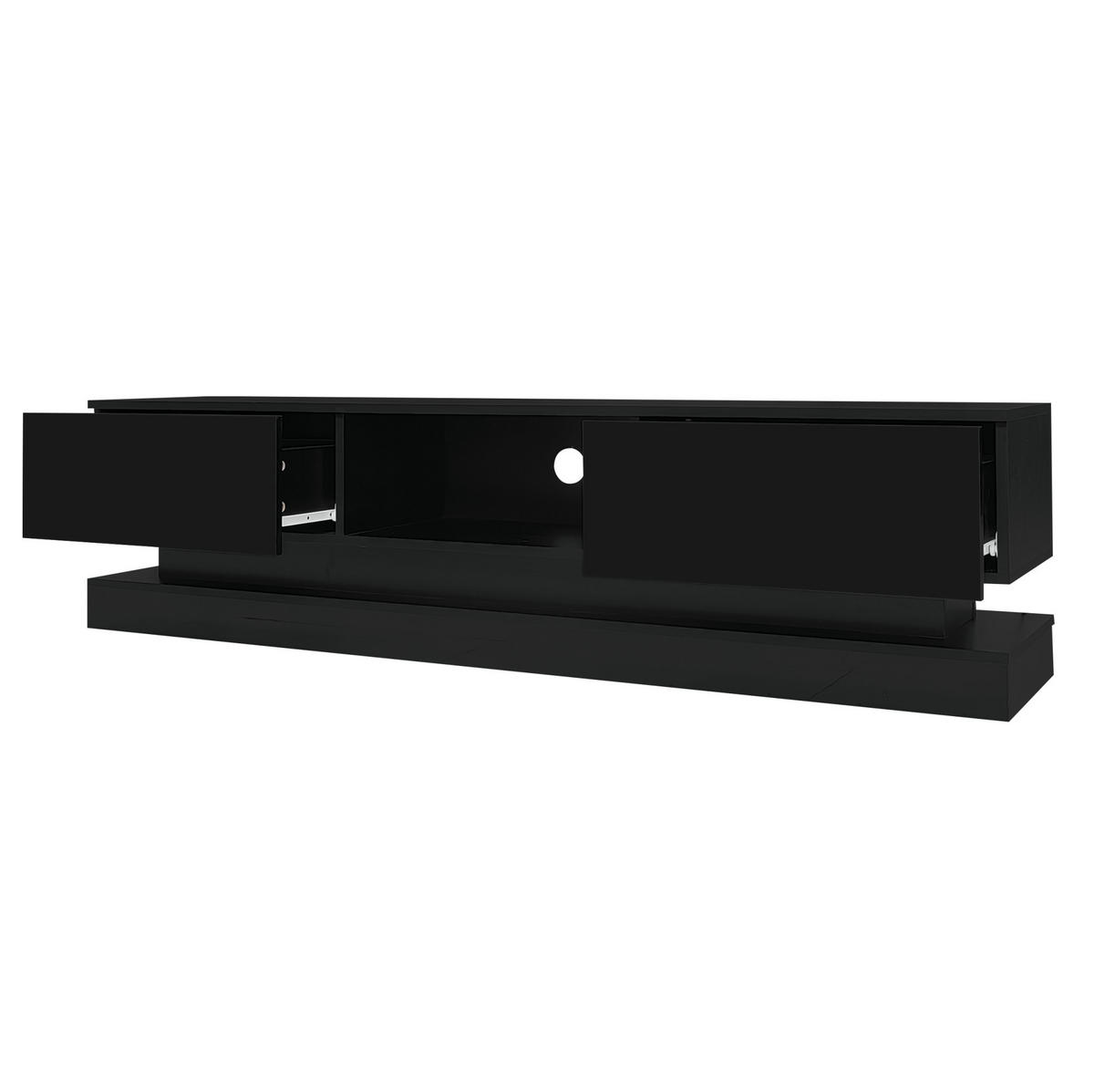 TV-LOWBOARD 160/35/40,5 cm mit 2 Schubladen und LED-Beleuchtung - Schwarz, Holzwerkstoff (160/40.5/35cm) - BEAOK