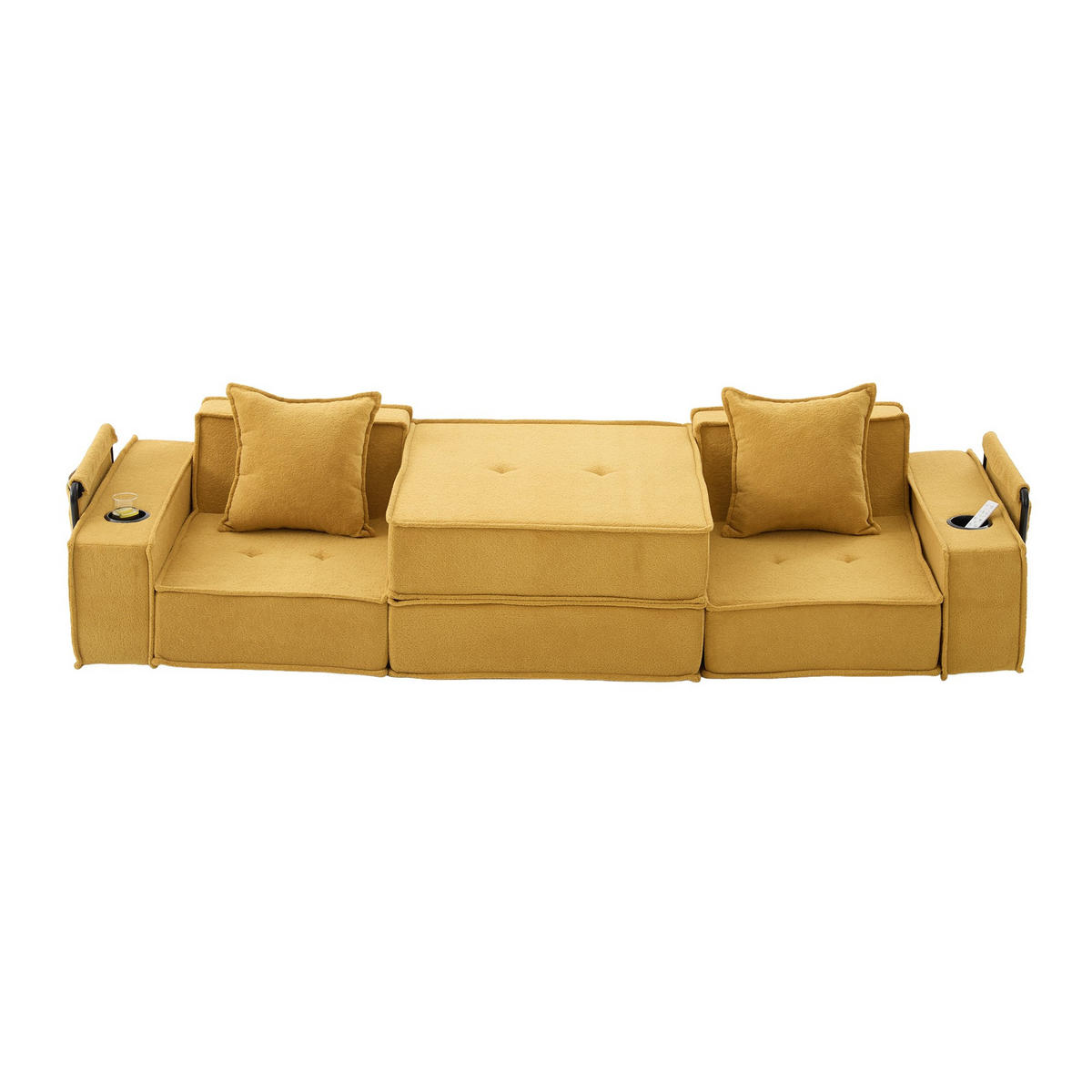SCHLAFSOFA Zweisitzer mit Schlaffunktion,ausziehbar,Modulares Design,Chenille,Gelb - Gelb, Textil (162/42/54cm) - LVHOM