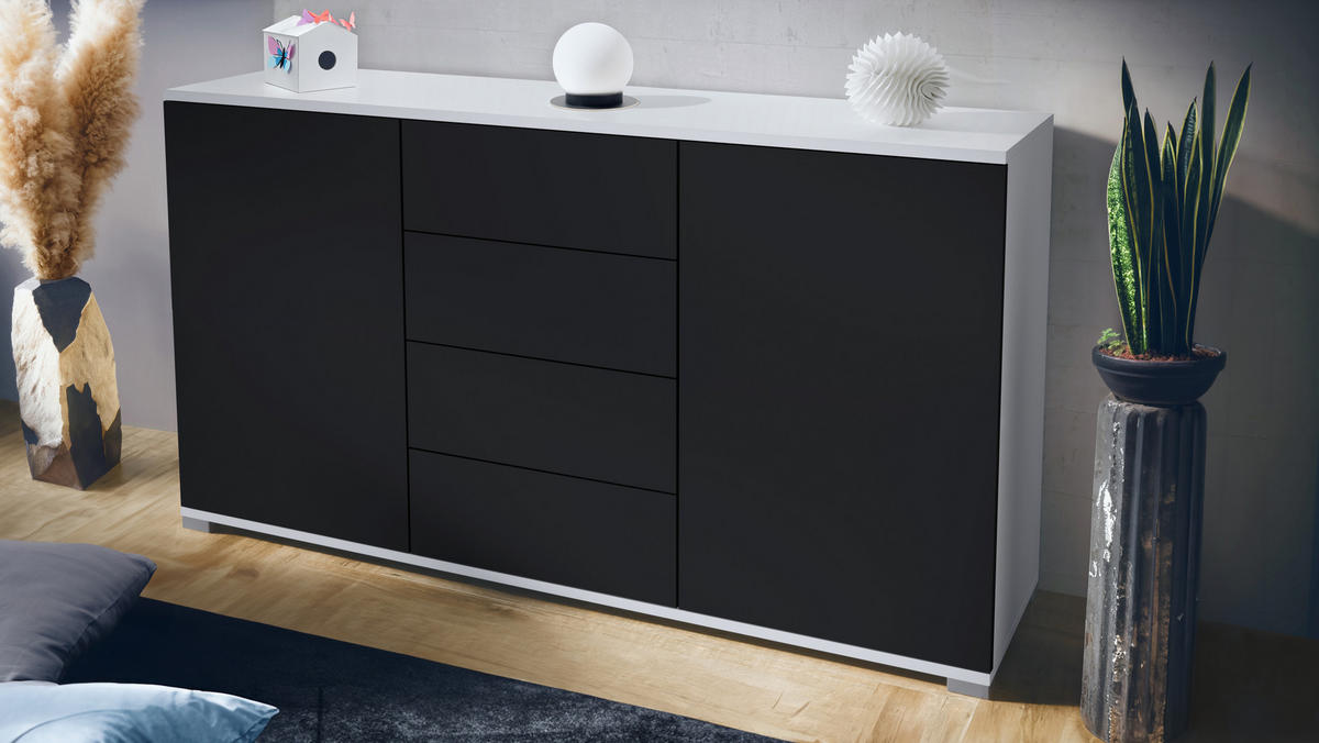 SIDEBOARD Santo Schwarz matt - Schwarz, Holzwerkstoff (138.5/75.5/35cm) - Vladon