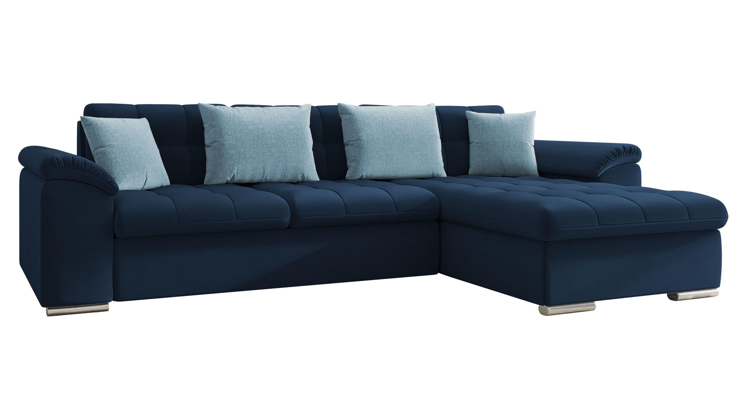 ECKSOFA Diana Premium, Seite: Rechts - Dunkelblau, Holz/Textil (280/160cm) - MIRJAN24