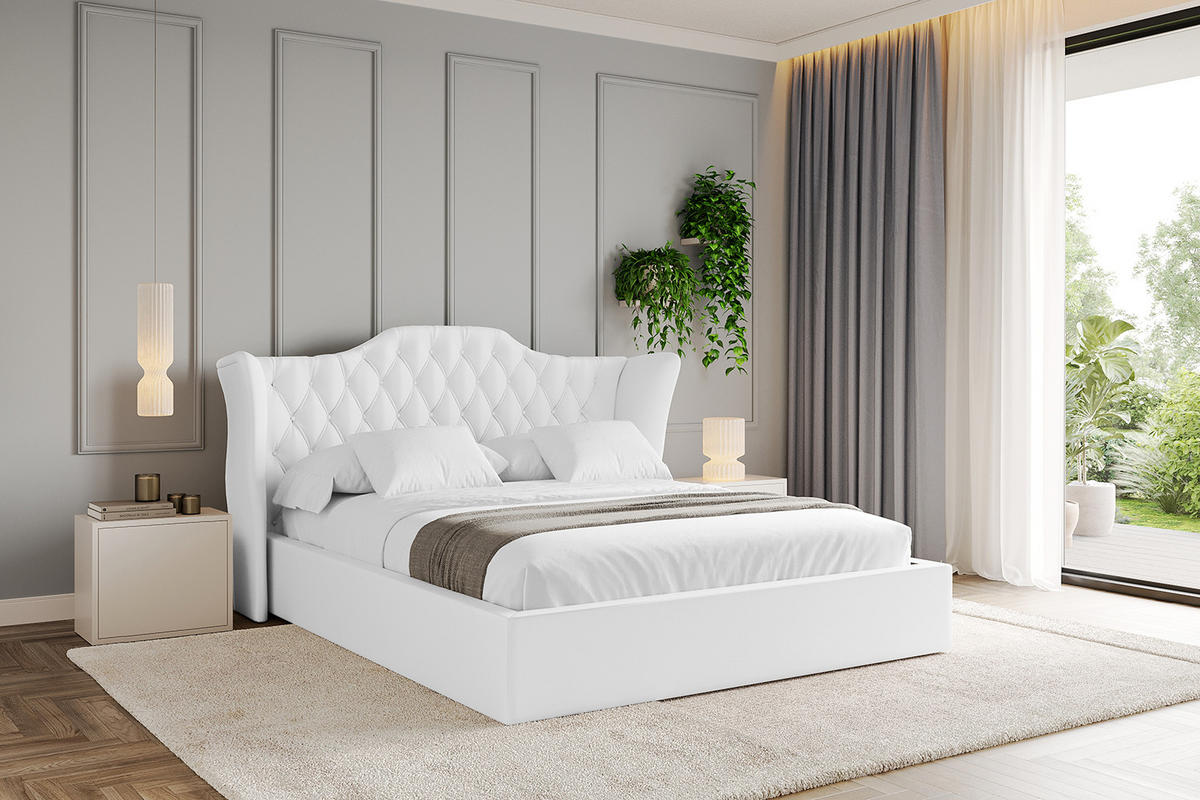 POLSTERBETT mit Bettkasten und Lattenrost, Bett mit Matratze H3/H4 - ZORAN 180x200 Weiß Kunstleder - Weiß Hochglanz, Holzwerkstoff/Textil (180/200cm) - ALTDECOR
