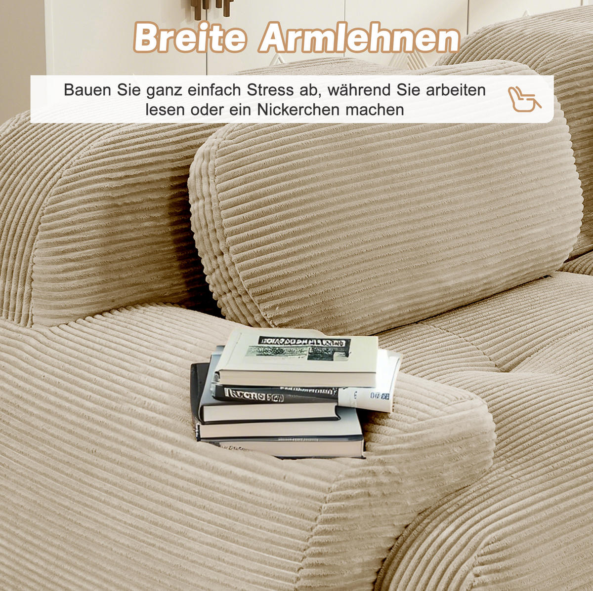 ECKSOFA 208/178/70 cm in Beige aus Cord, modular und ohne Montage - Beige, Textil (178/208cm) - Flora Grace