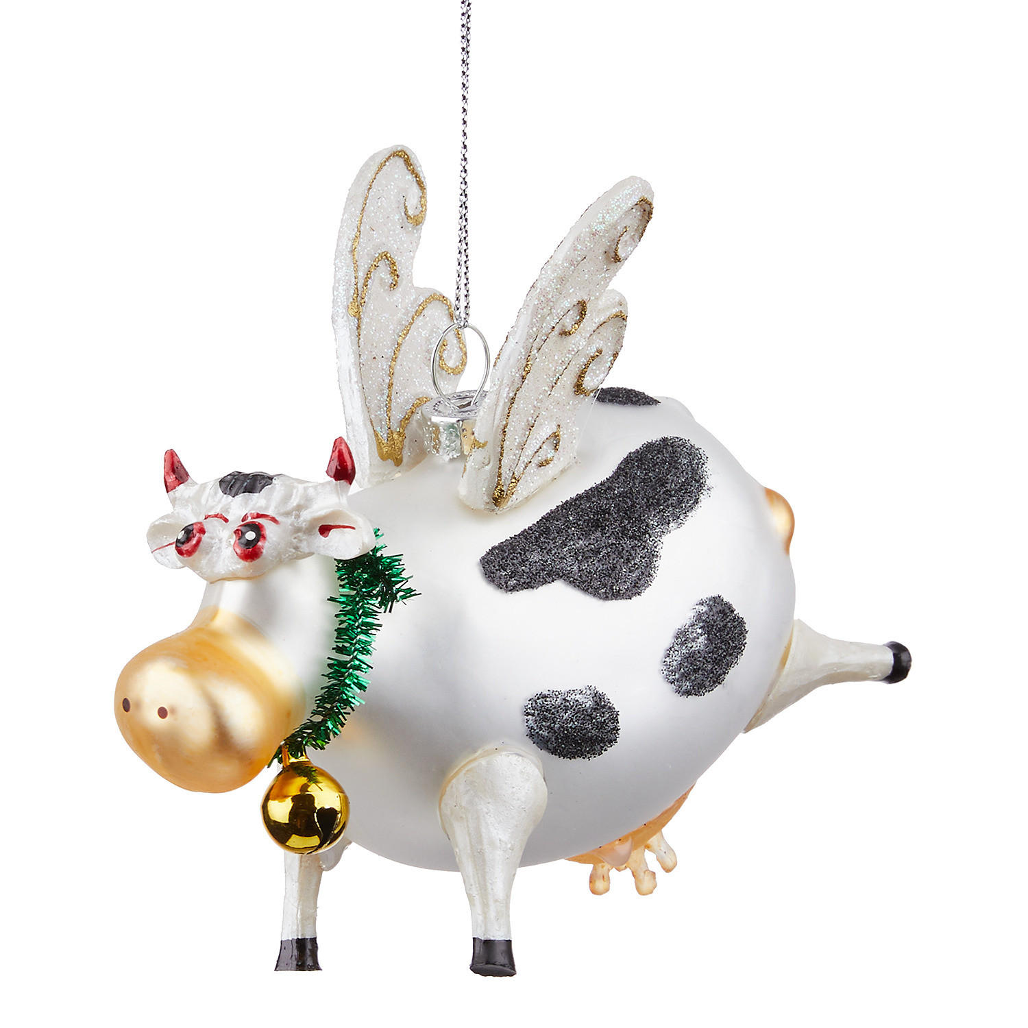 BAUMANHÄNGER Hang On Fliegende Kuh - Weiß, Glas (12/10/6cm) - Butlers