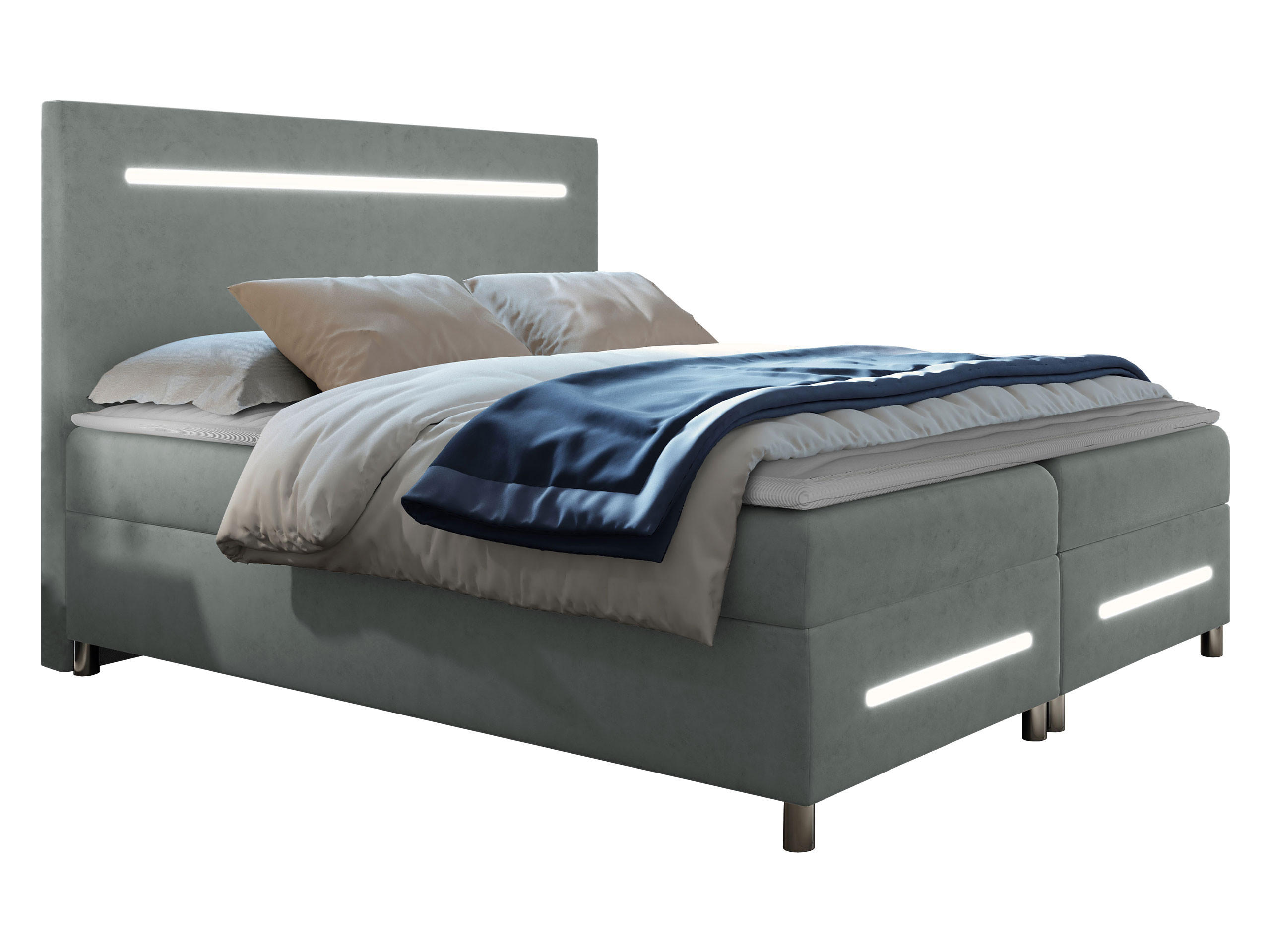 BOXBETT Enter LED - Hellgrau, Holz (180/200cm) - MIRJAN24