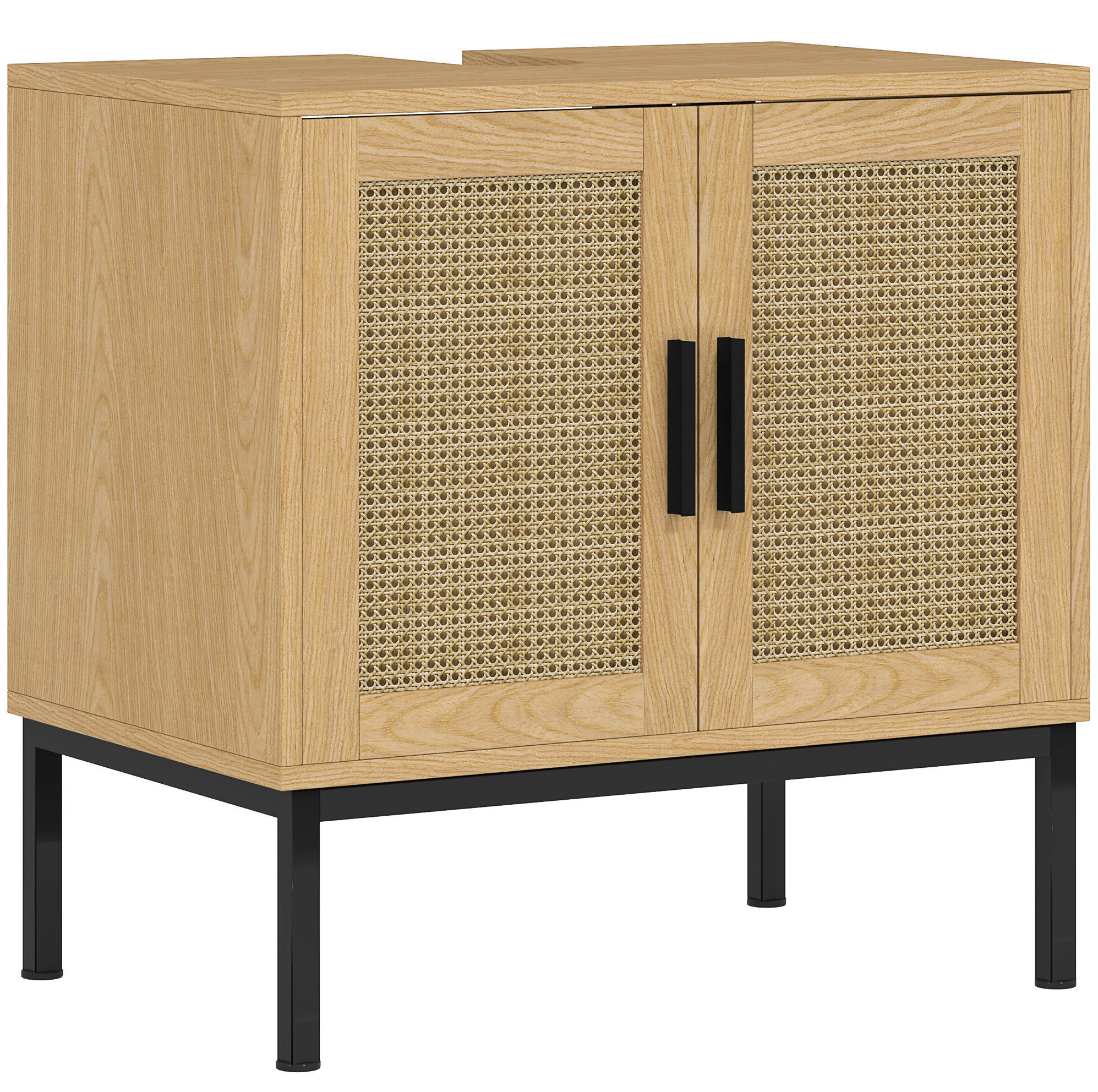 WASCHBECKENUNTERSCHRANK mit Rattanoptik 60 x 39 x 60 cm Oak - Eichefarben, Holzwerkstoff (39/60/60cm) - Beauniv
