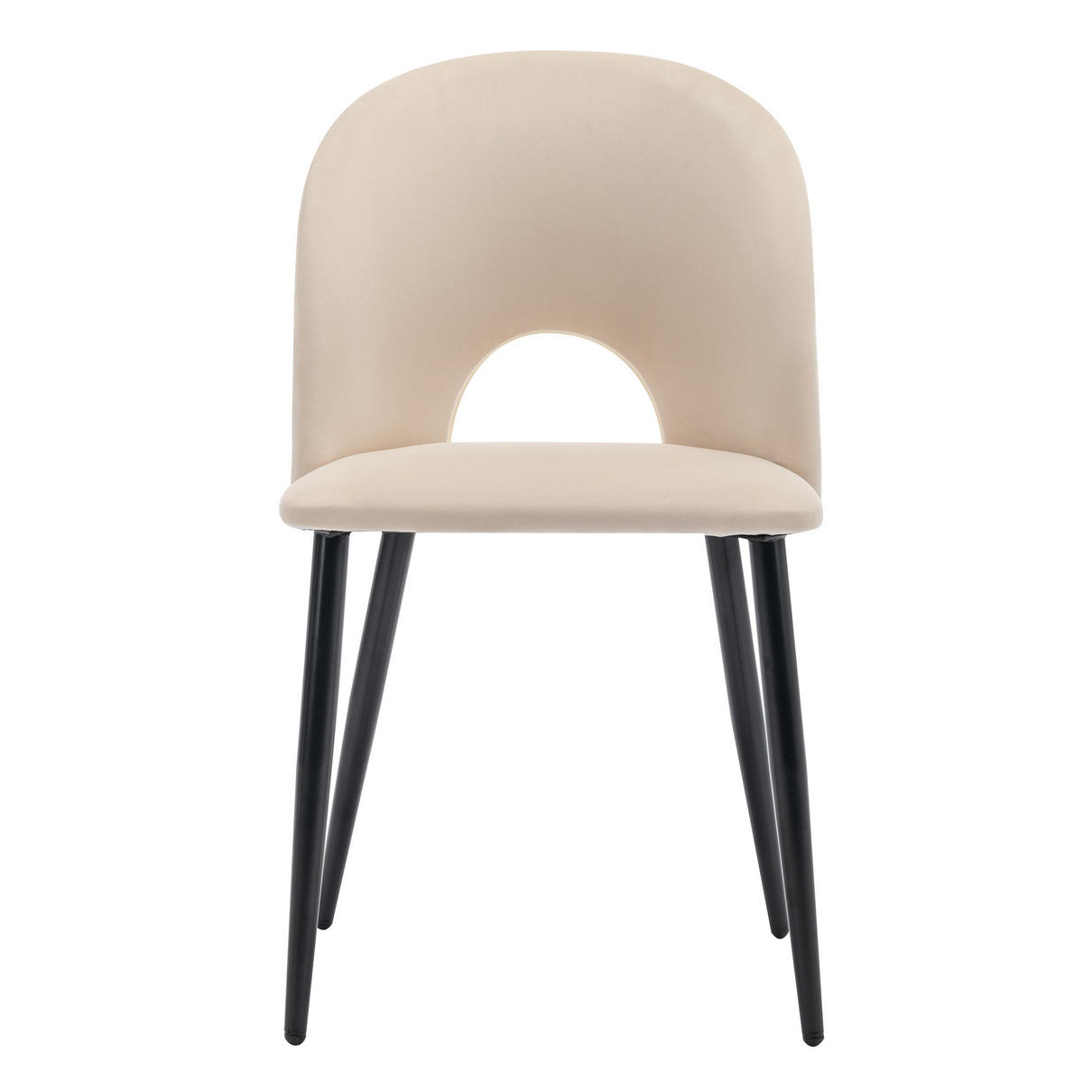 POLSTERSTUHL mit Rückenlehne Samt Beige - Beige, Metall (44/84/47.1cm) - Meubliv